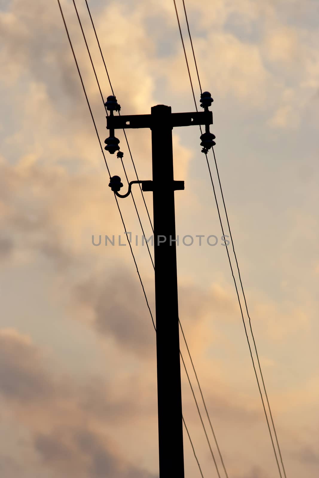 Detail of the old power-transmission pole - electric power line