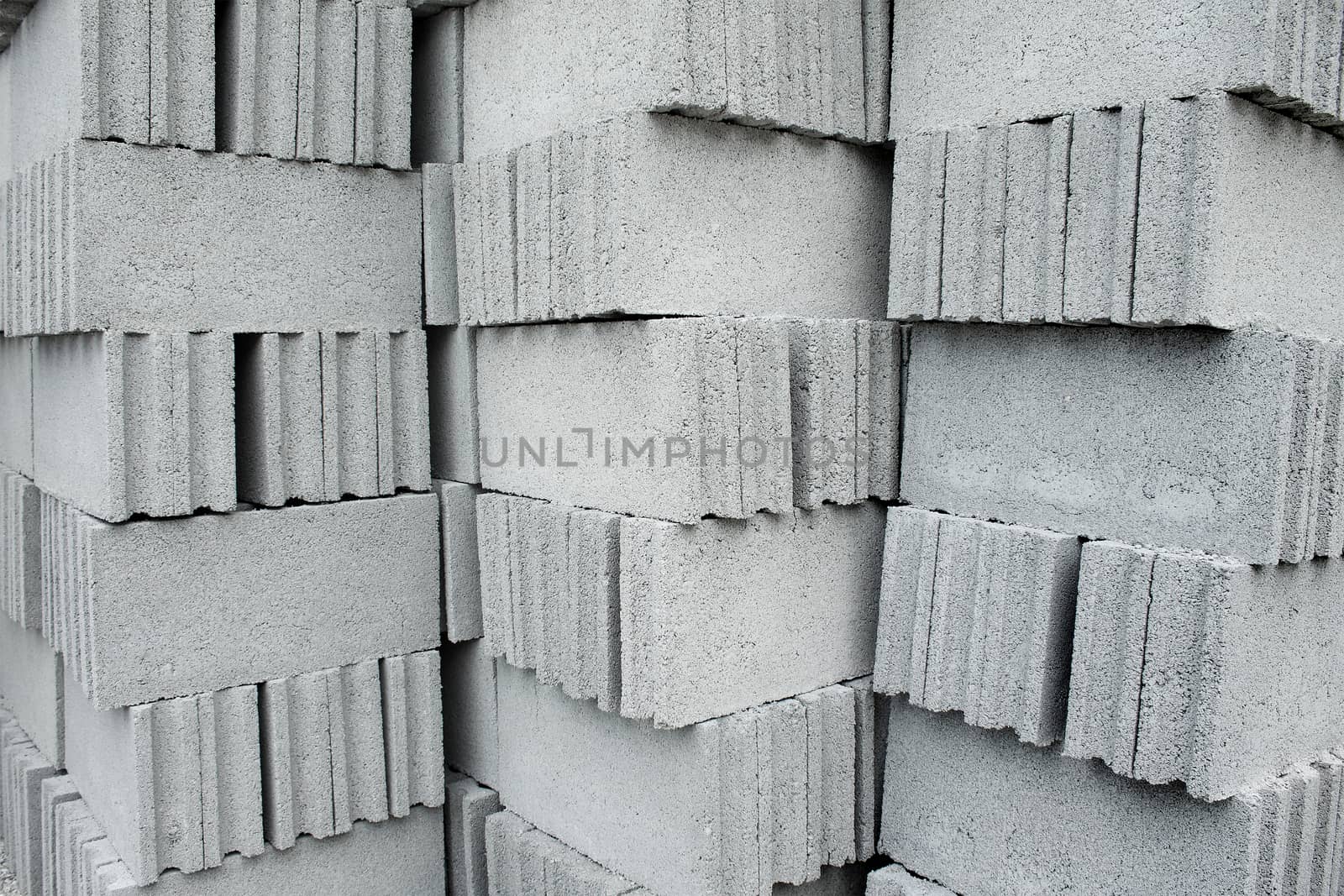 Pallets of concrete blocks