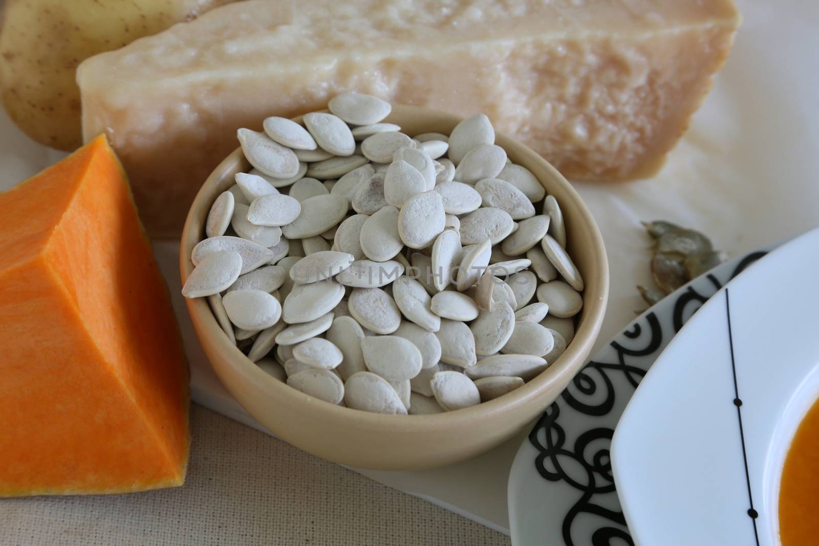 White not peeled pumpkin seeds