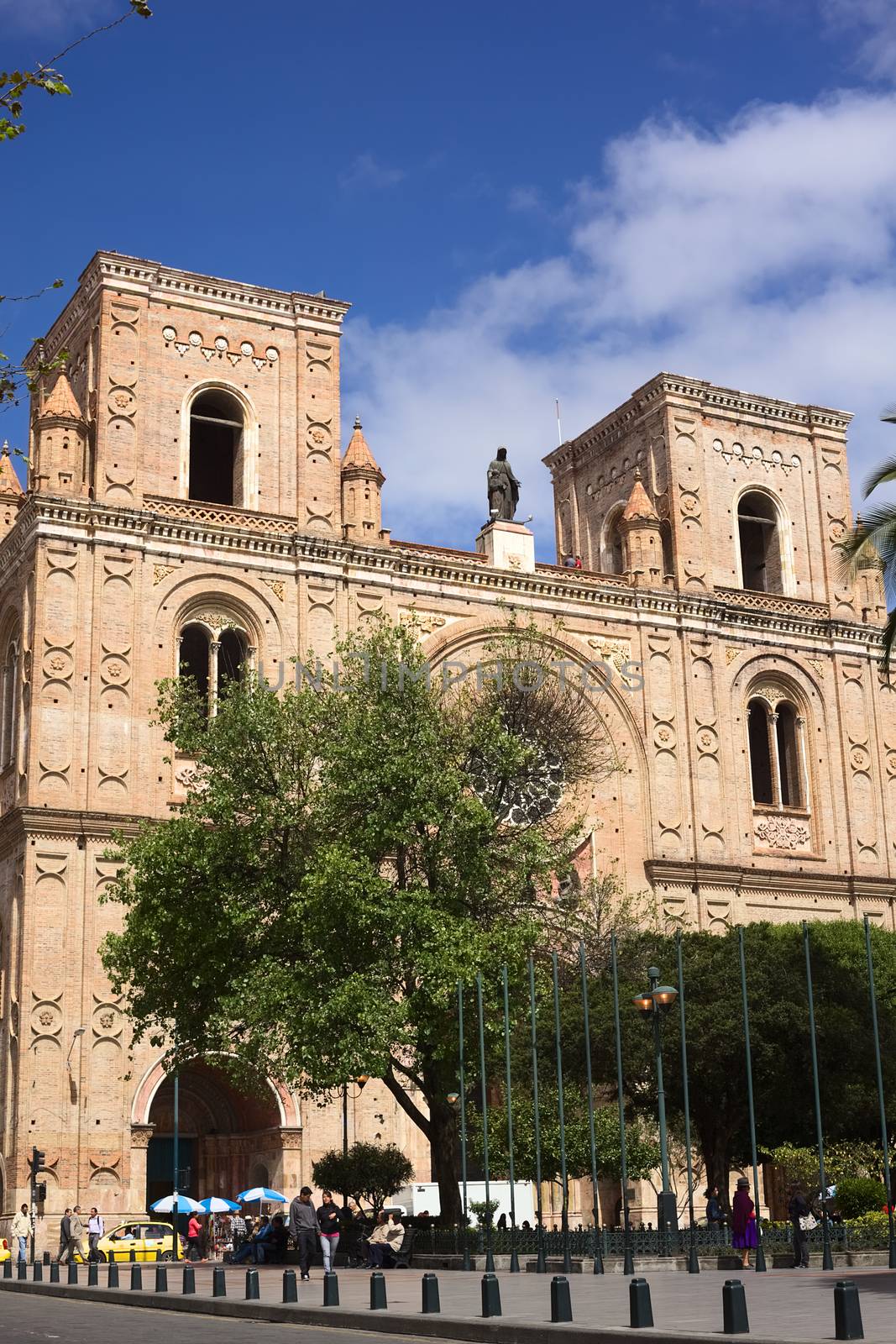 CUENCA, ECUADOR - FEBRUARY 13, 2014: The New Cathedral of Cuenca at the Parque Calderon on February 13, 2014 in Cuenca, Ecuador