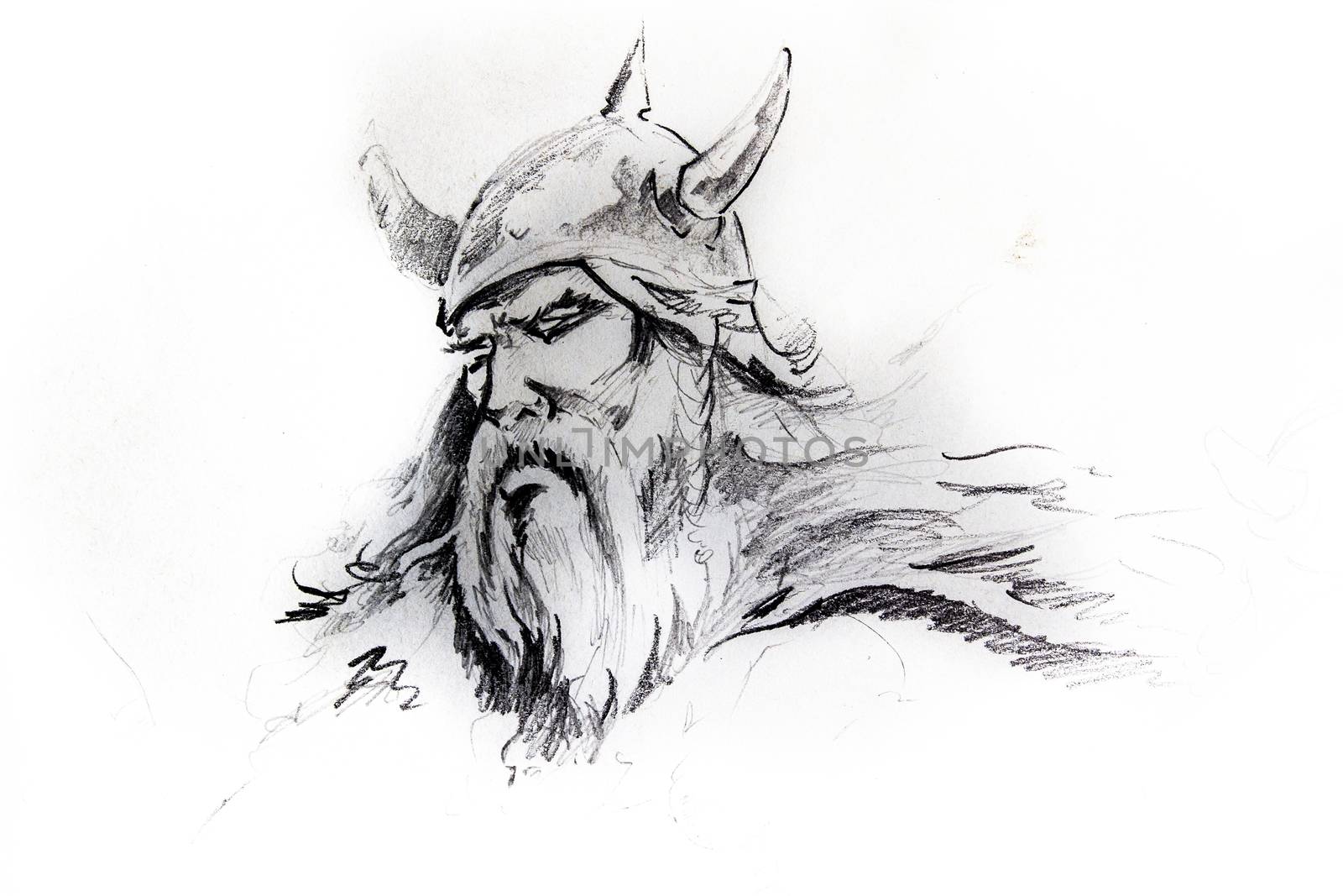 Viking head, sketch of tattoo by FernandoCortes