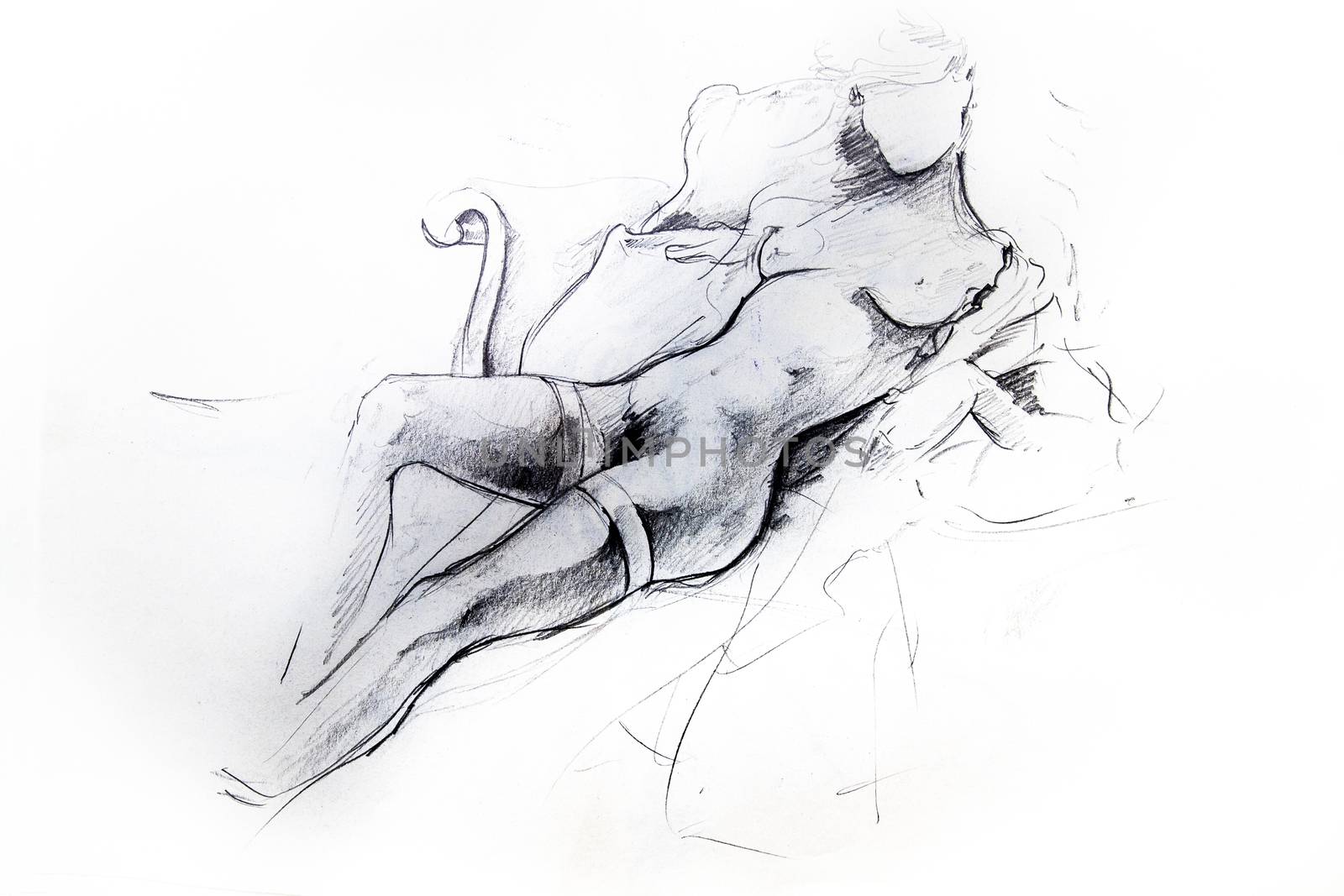 Nude woman, sketch of tattoo by FernandoCortes