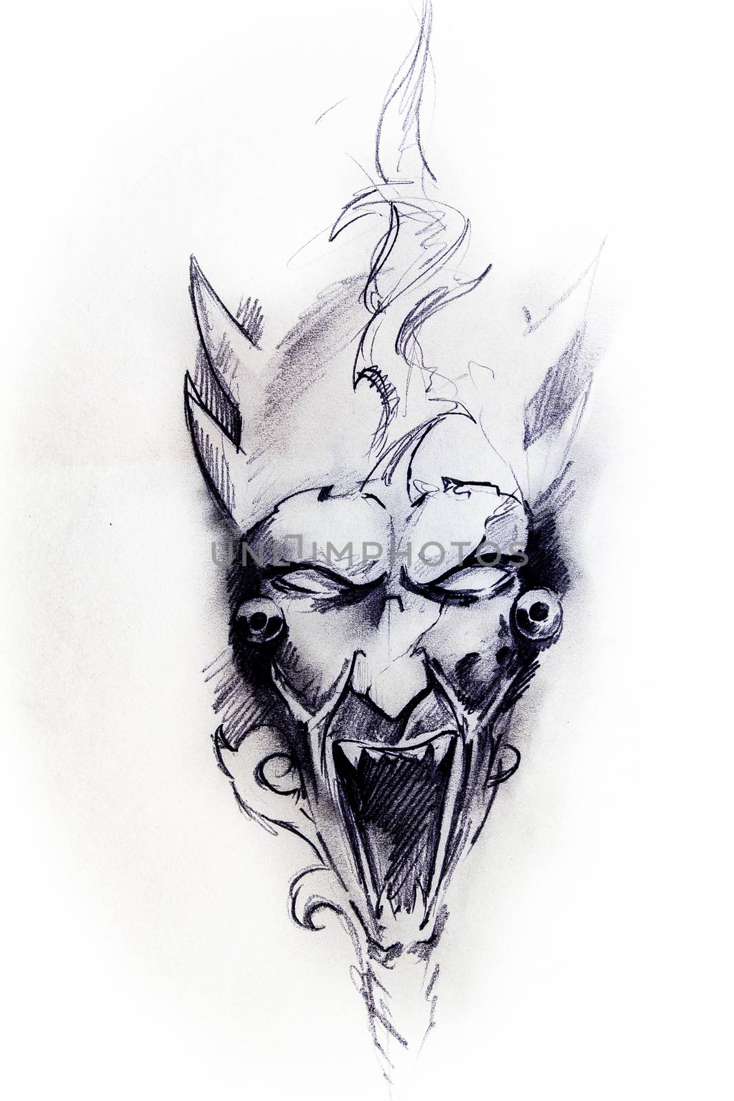 Devil head, sketch of tattoo by FernandoCortes