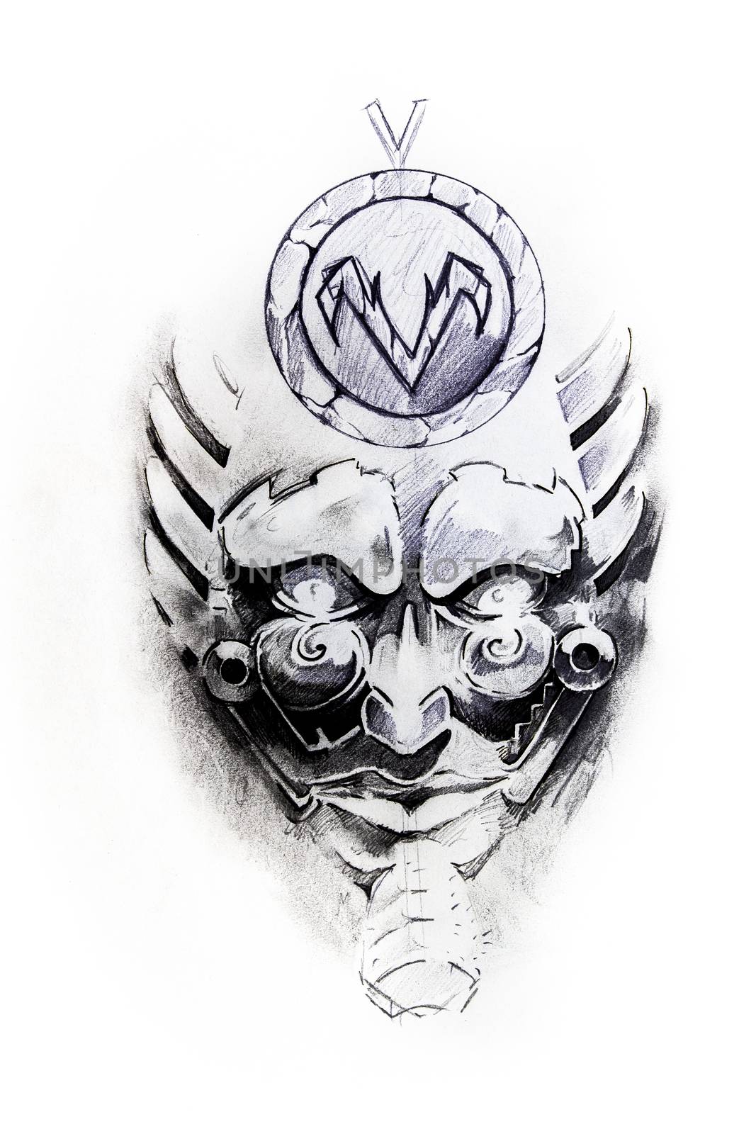 Mask, sketch of tattoo by FernandoCortes