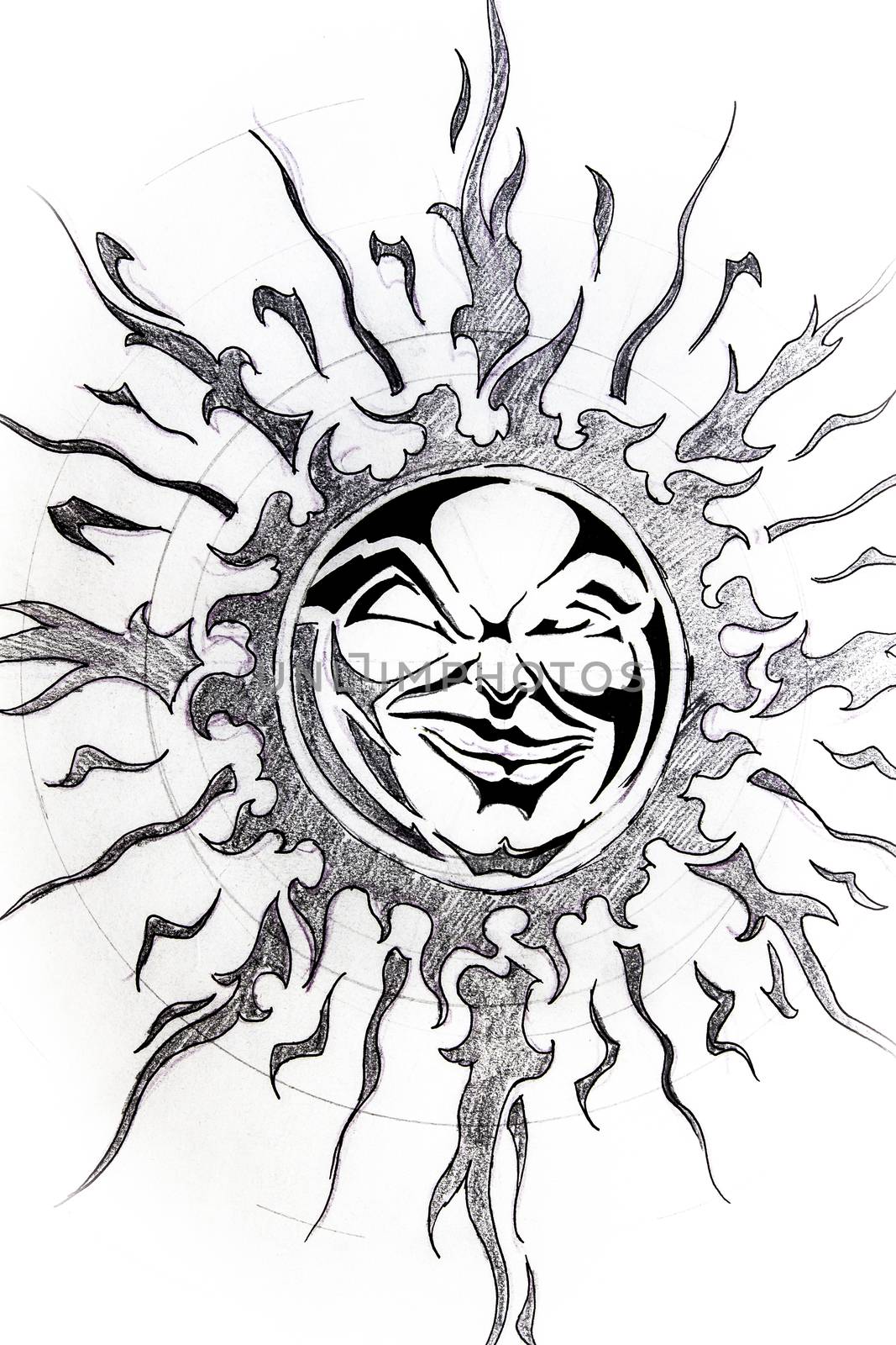 Tribal sun, sketch of tattoo by FernandoCortes