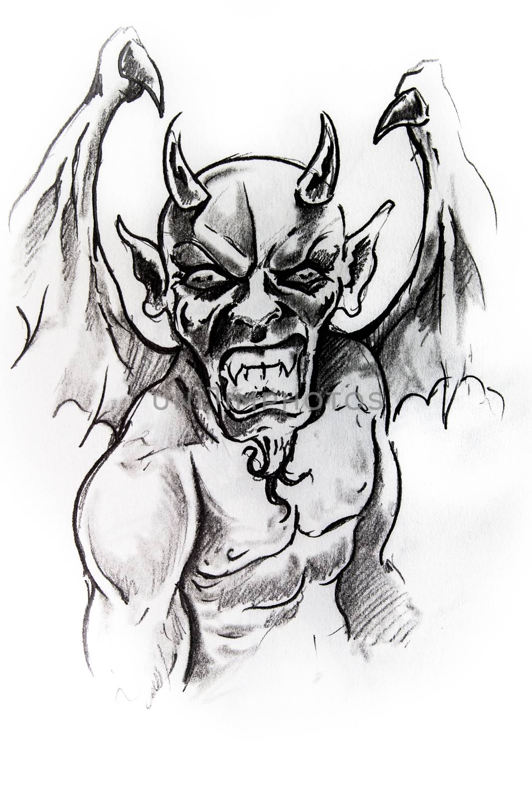 Gargoyle, sketch of tattoo by FernandoCortes