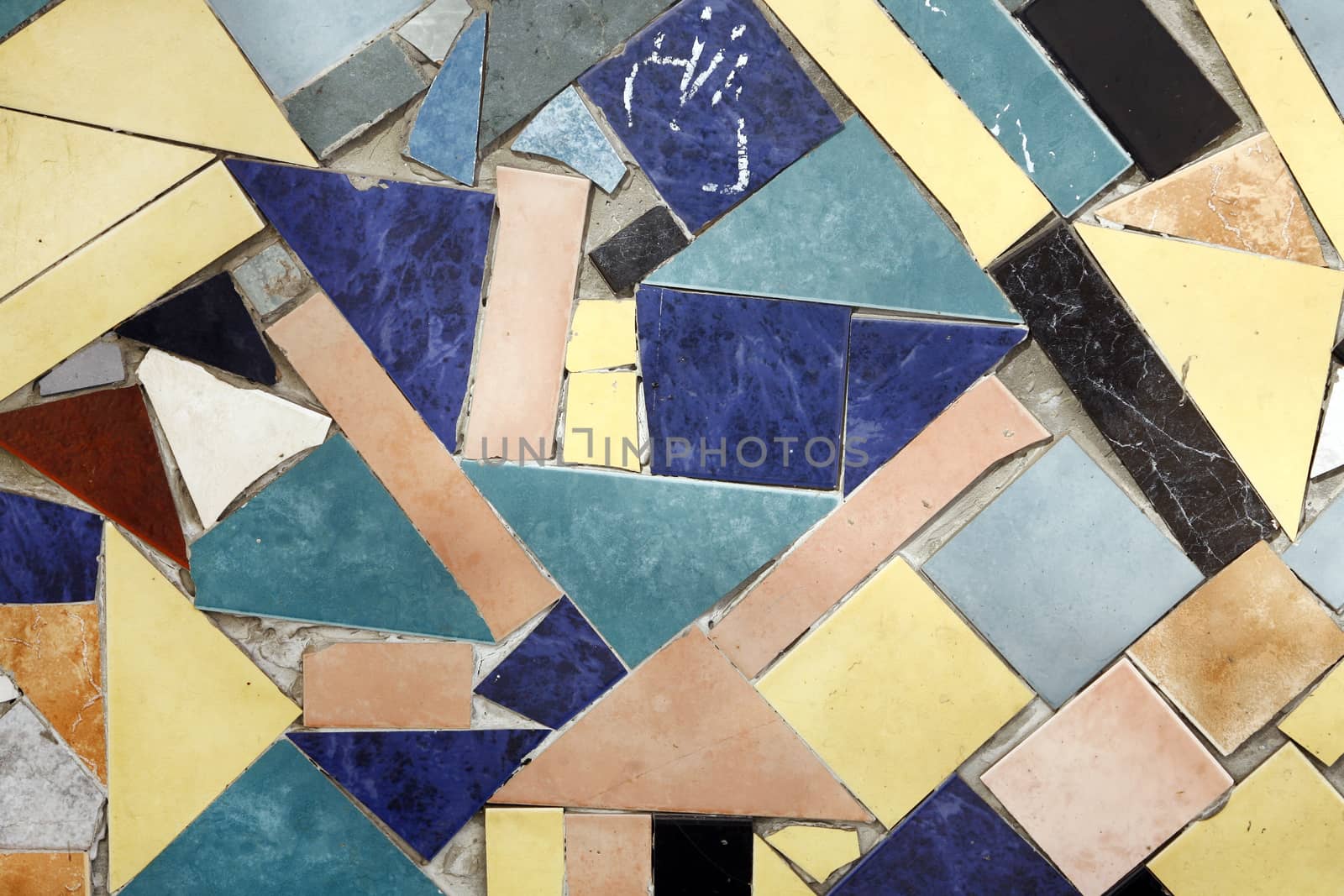 Background of Colored Mosaic with Old Broken Tiles