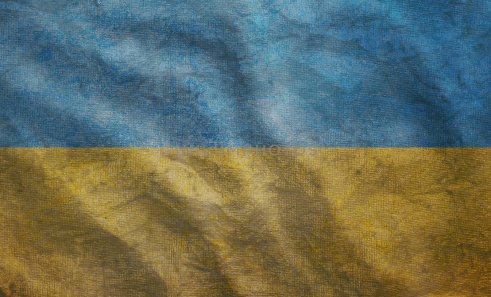 Weathered Ukraine flag grunge rugged condition waving