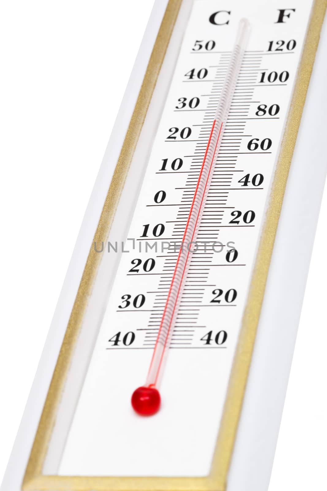 modern thermometer close up on white background