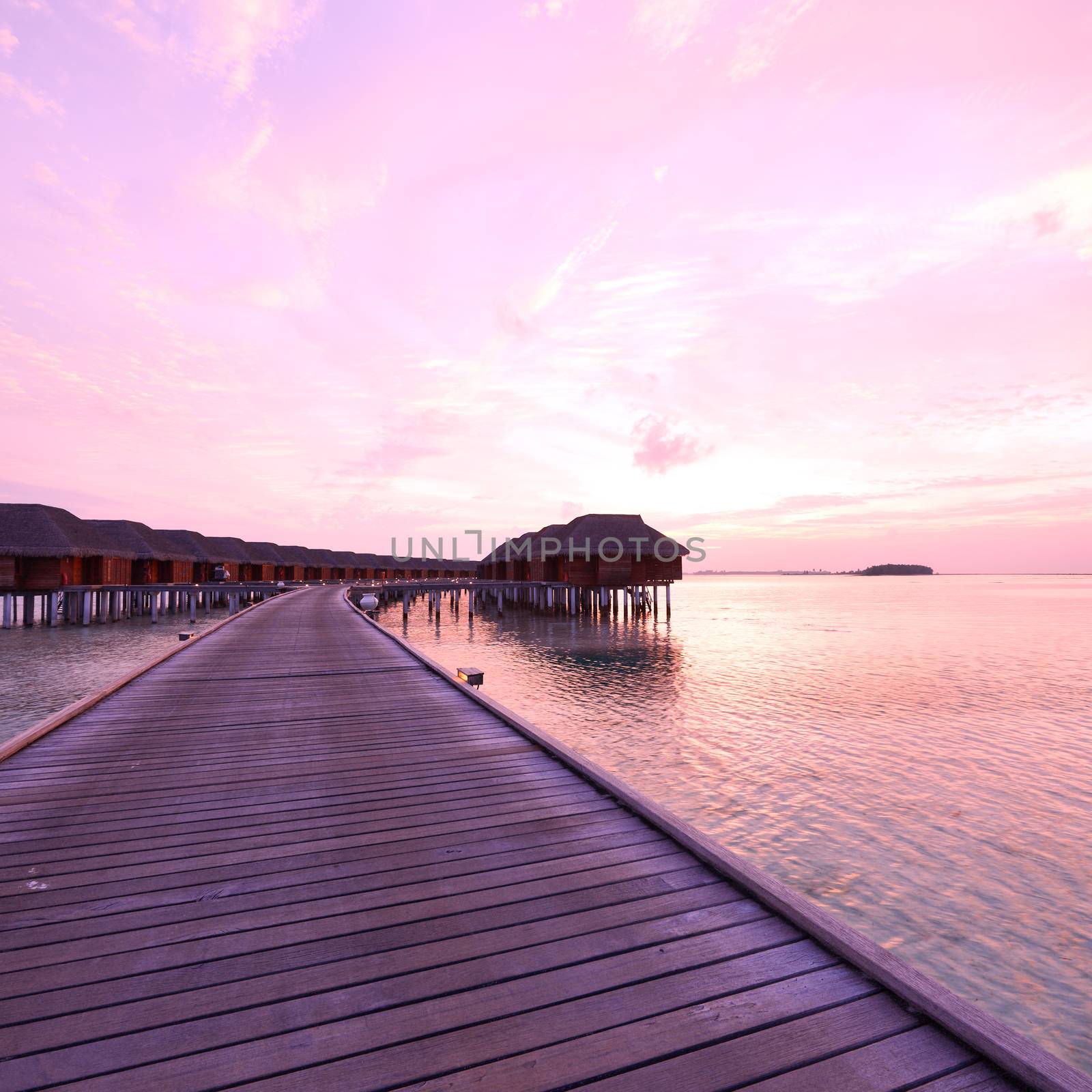 Beautiful sunset at Maldivian beach