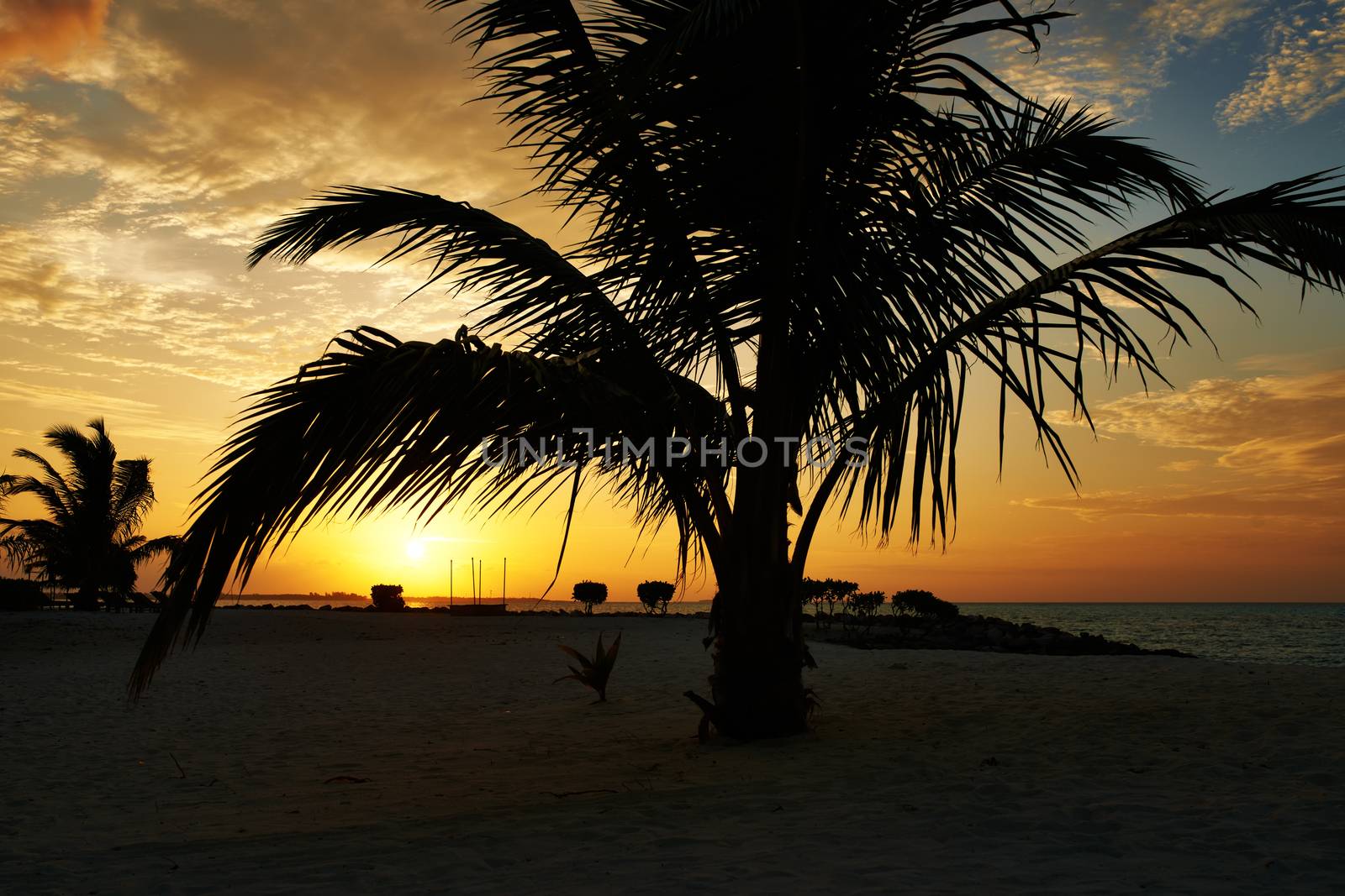 Beautiful sunset at Maldivian beach