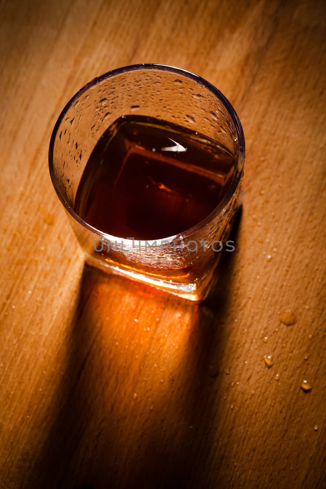 glasses from whisky on a wooden table