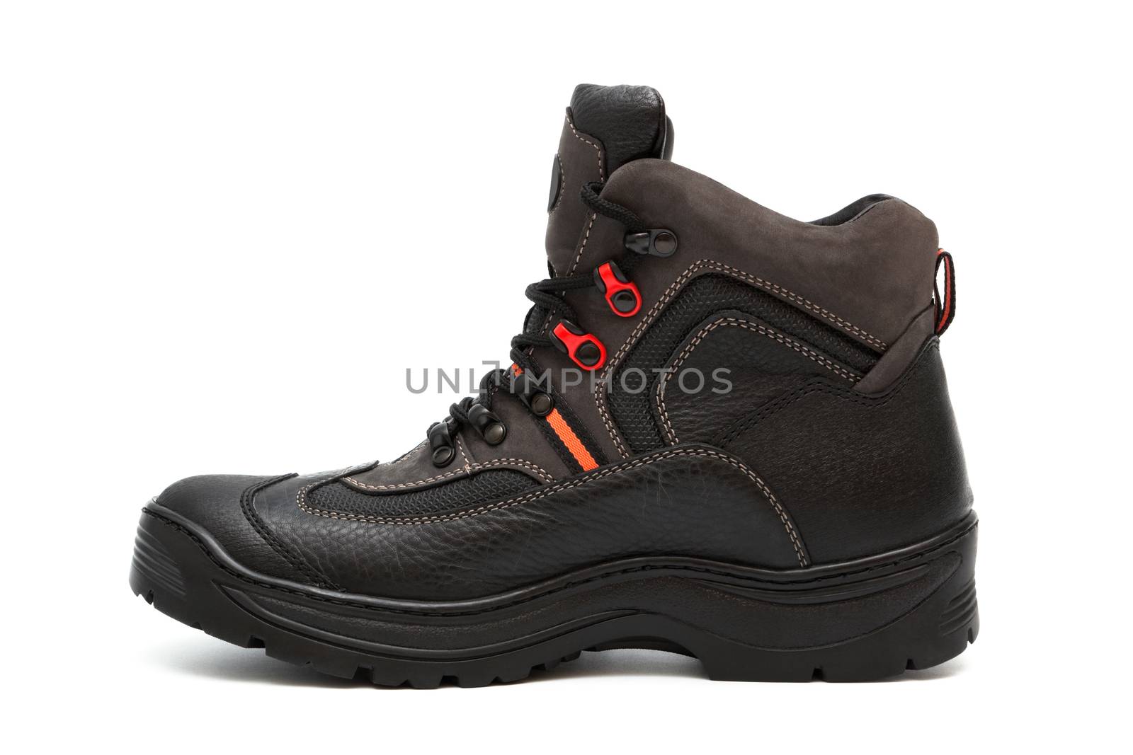 leather boot on a thick sole on a white background