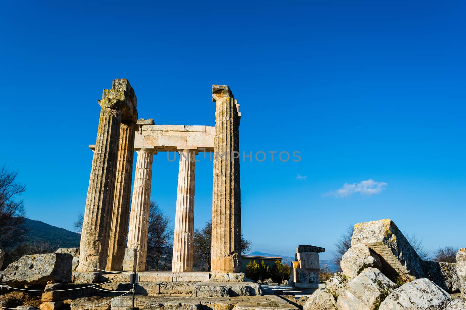 Columns of the temple of Zeus in the ancient Nemea, Greece