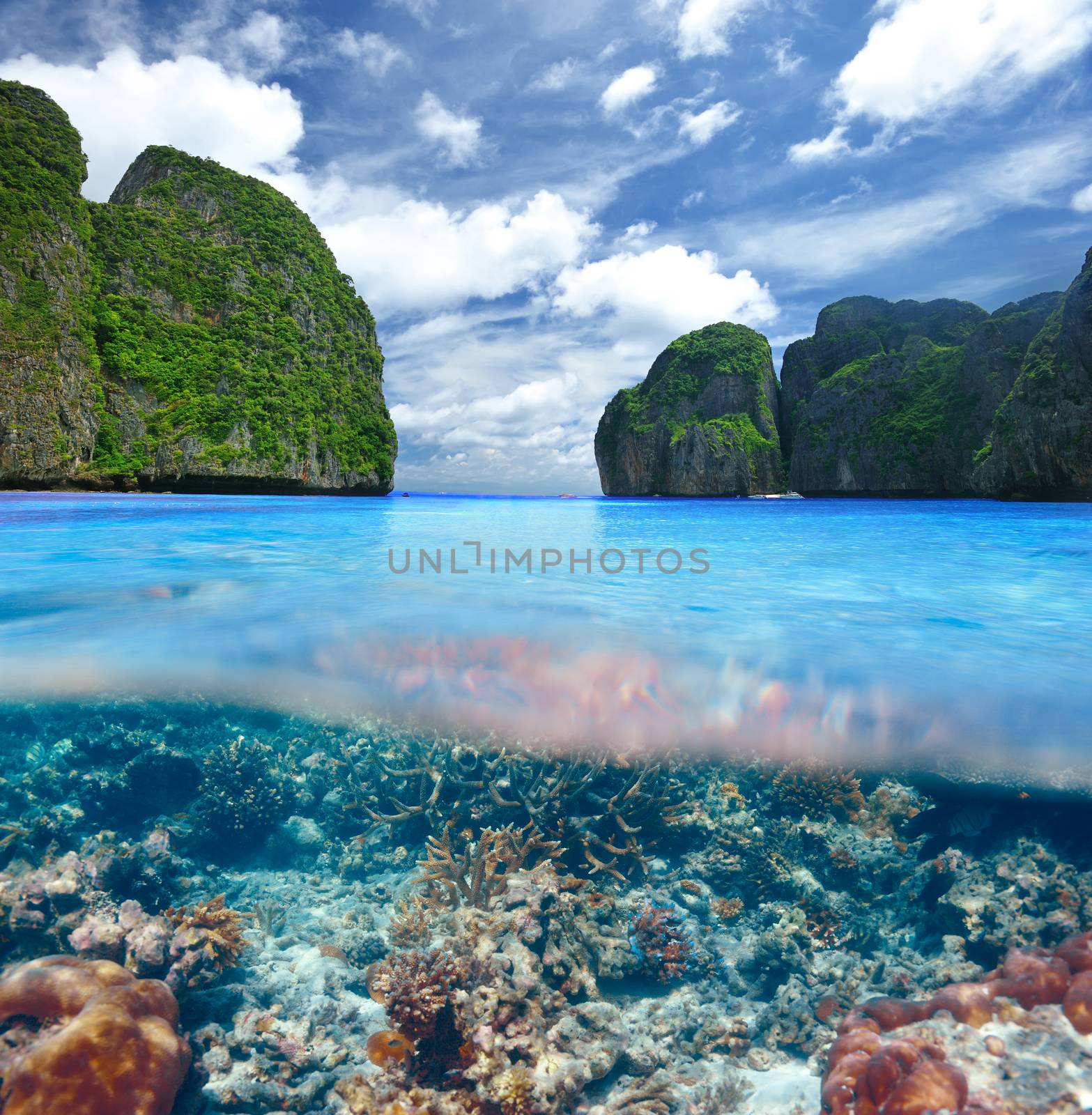 Lagoon with coral reef underwater view by haveseen