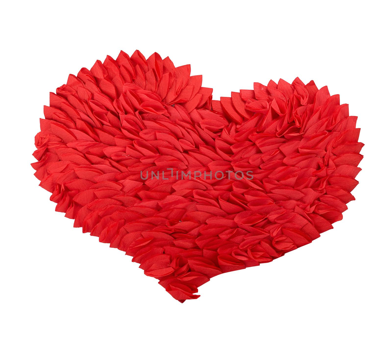 The red paper heart isolated on white