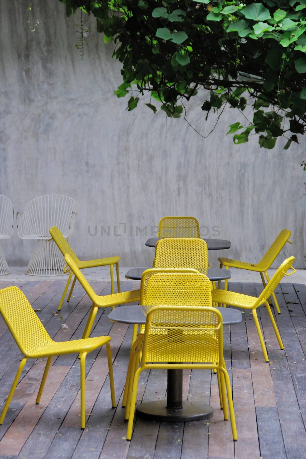 yellow steel chair