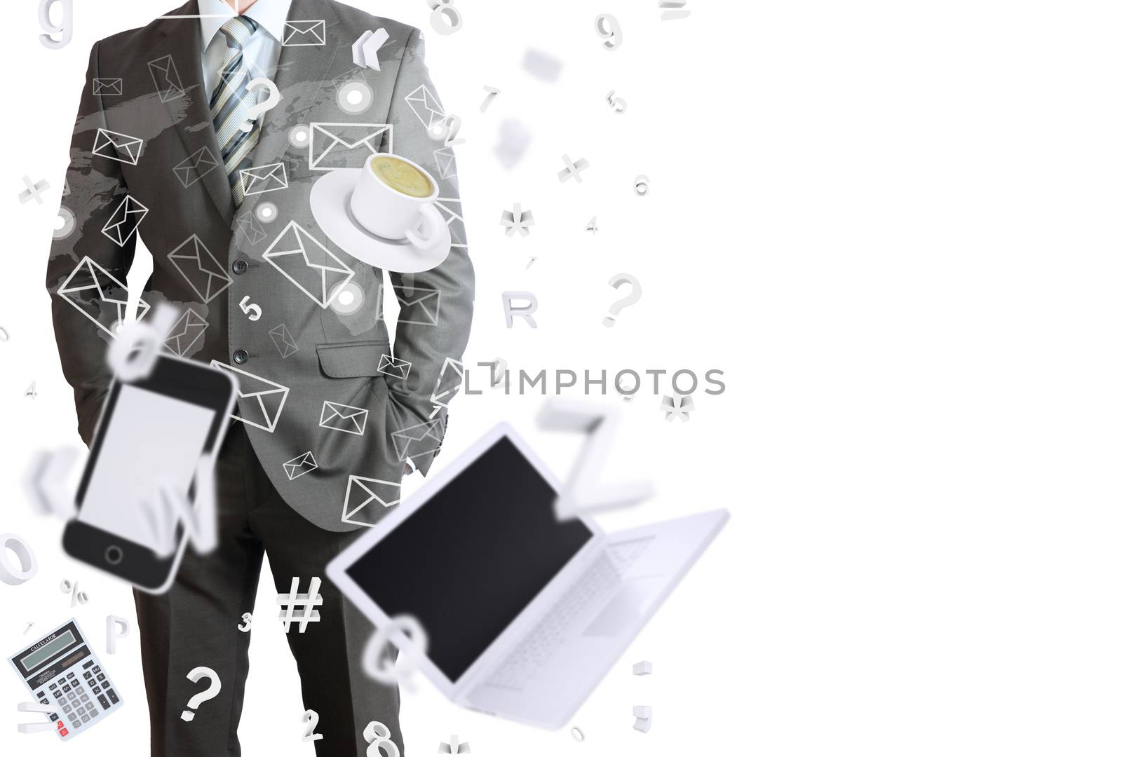 Man in suit and office objects by cherezoff