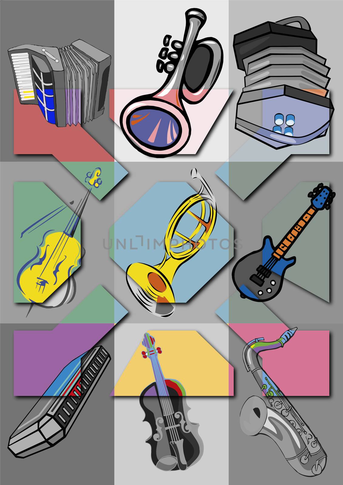 Musical instruments. Pop art 