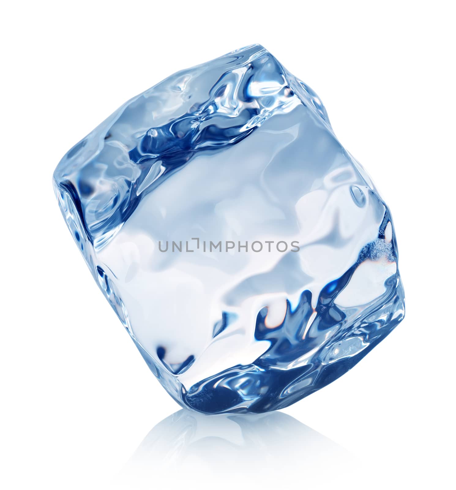 Cube of ice isolated on a white background