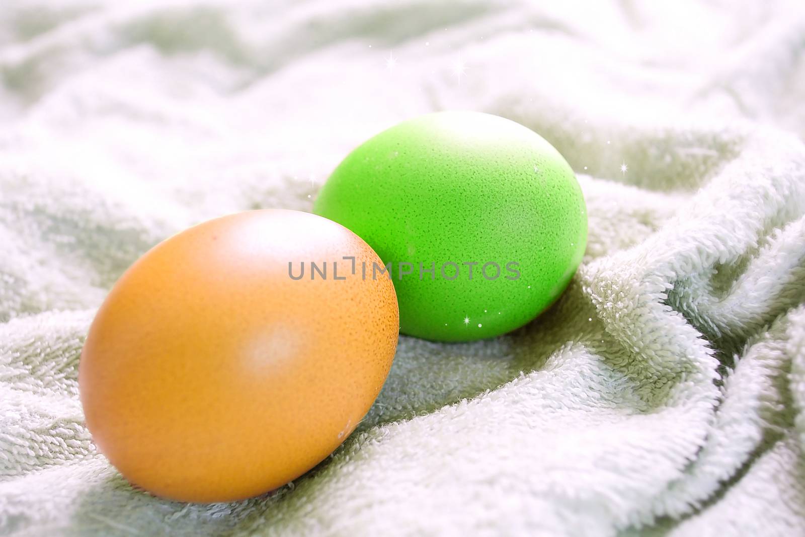 Colorful Hen eggs in the Easter day.