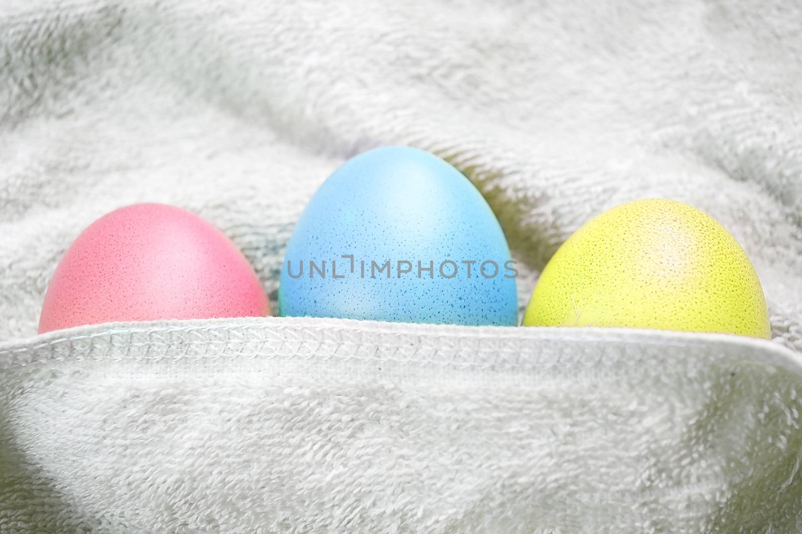 Colorful Hen eggs in the Easter day.