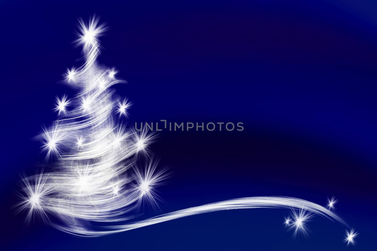 christmas tree on blue background with stars