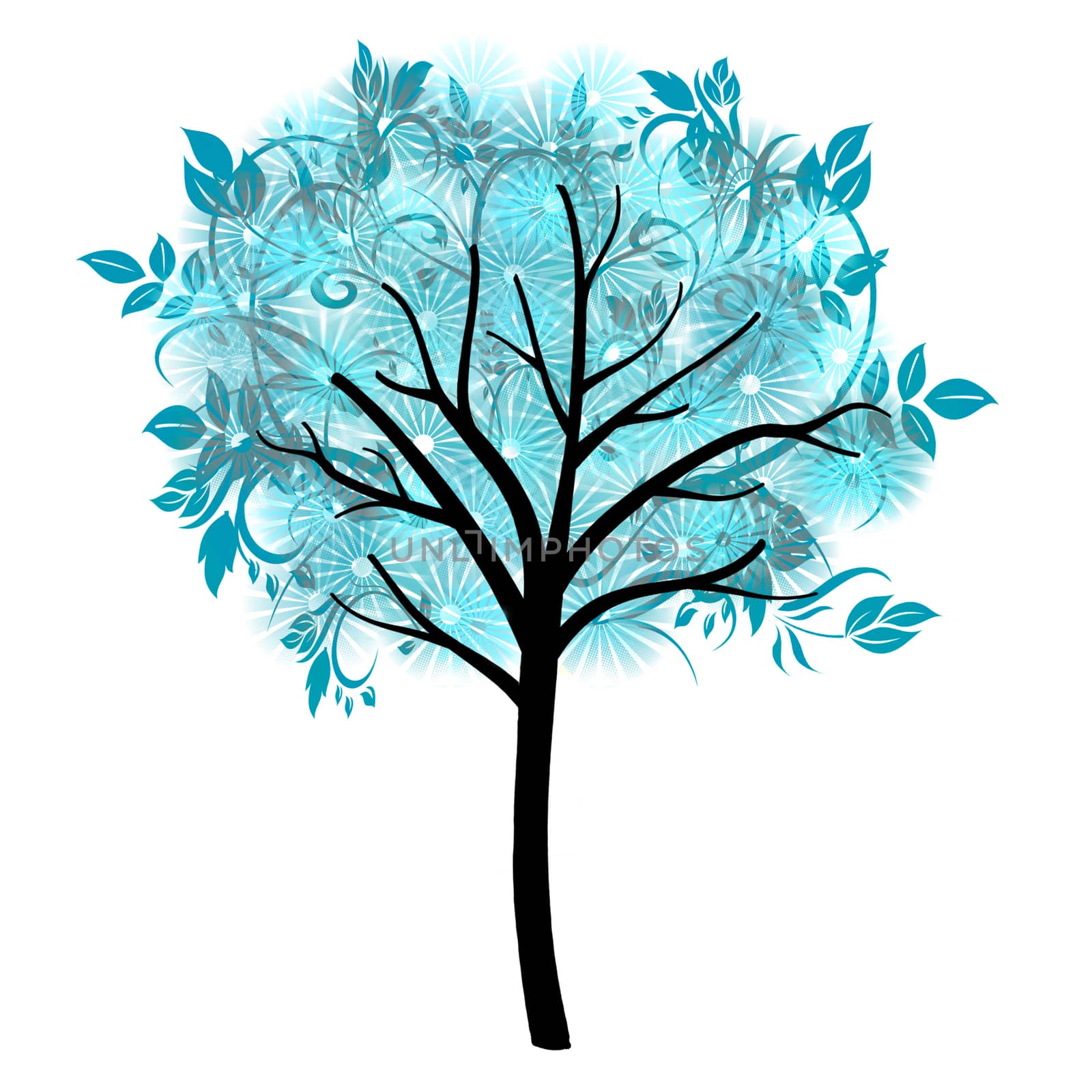 ornamental blue tree illustration