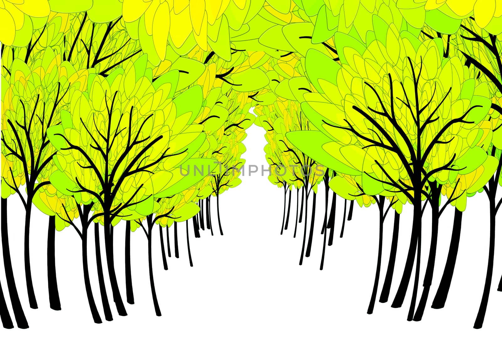 spring green trees background with copyspace