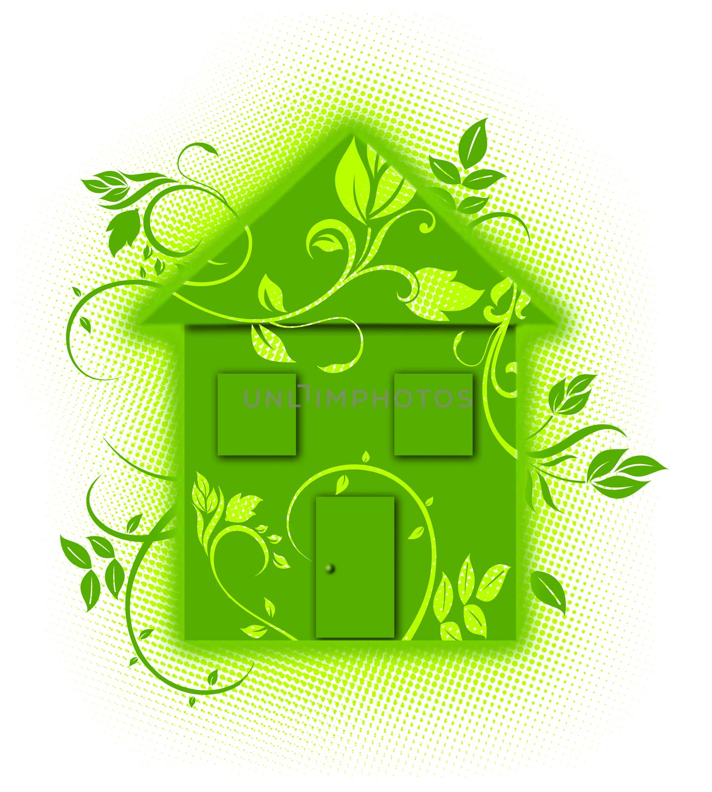 green floral eco house illustration by sette