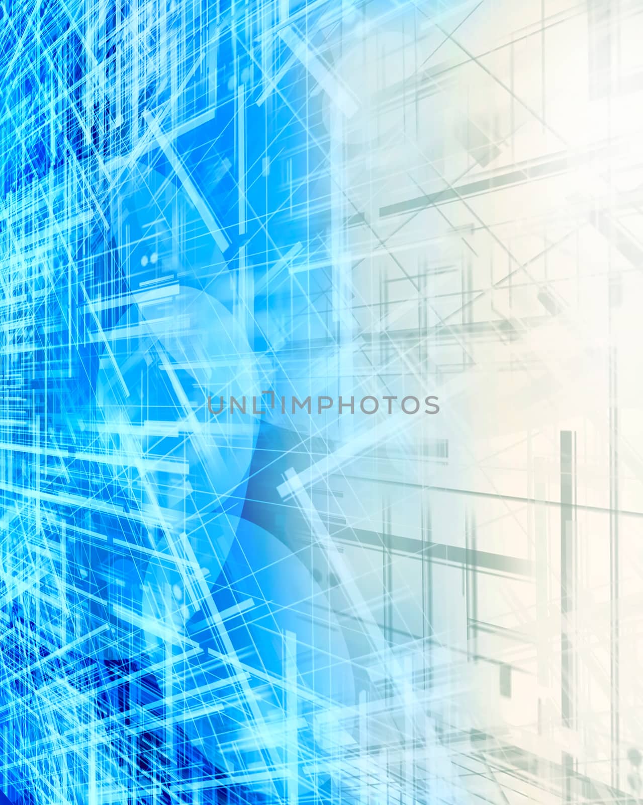 blue and white abstract background with perspective structure