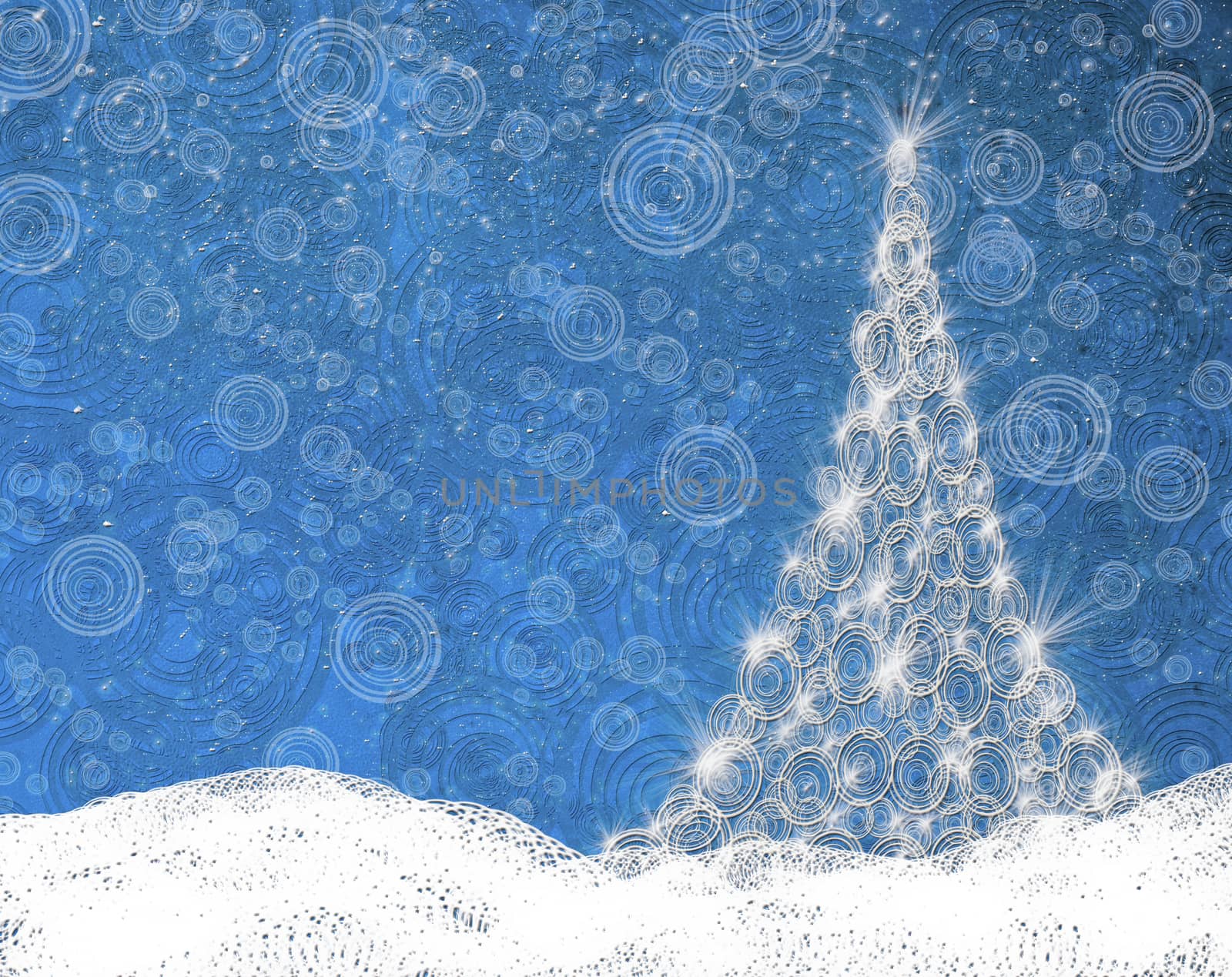 christmas background with tree and snow