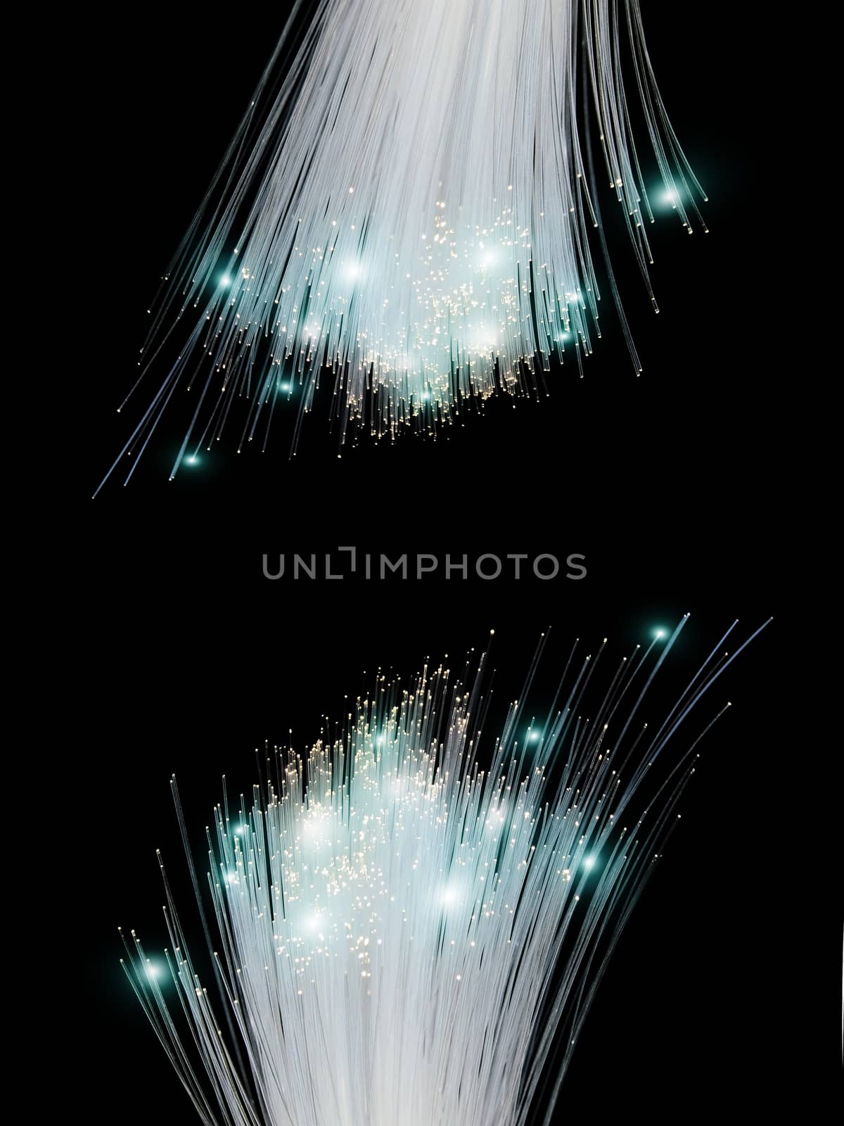 optical fiber cut on black background
