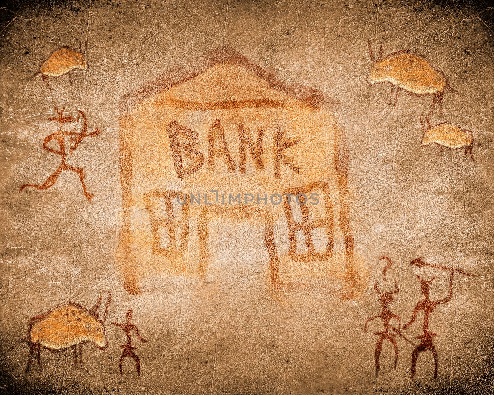 prehistoric cave painting with bank
