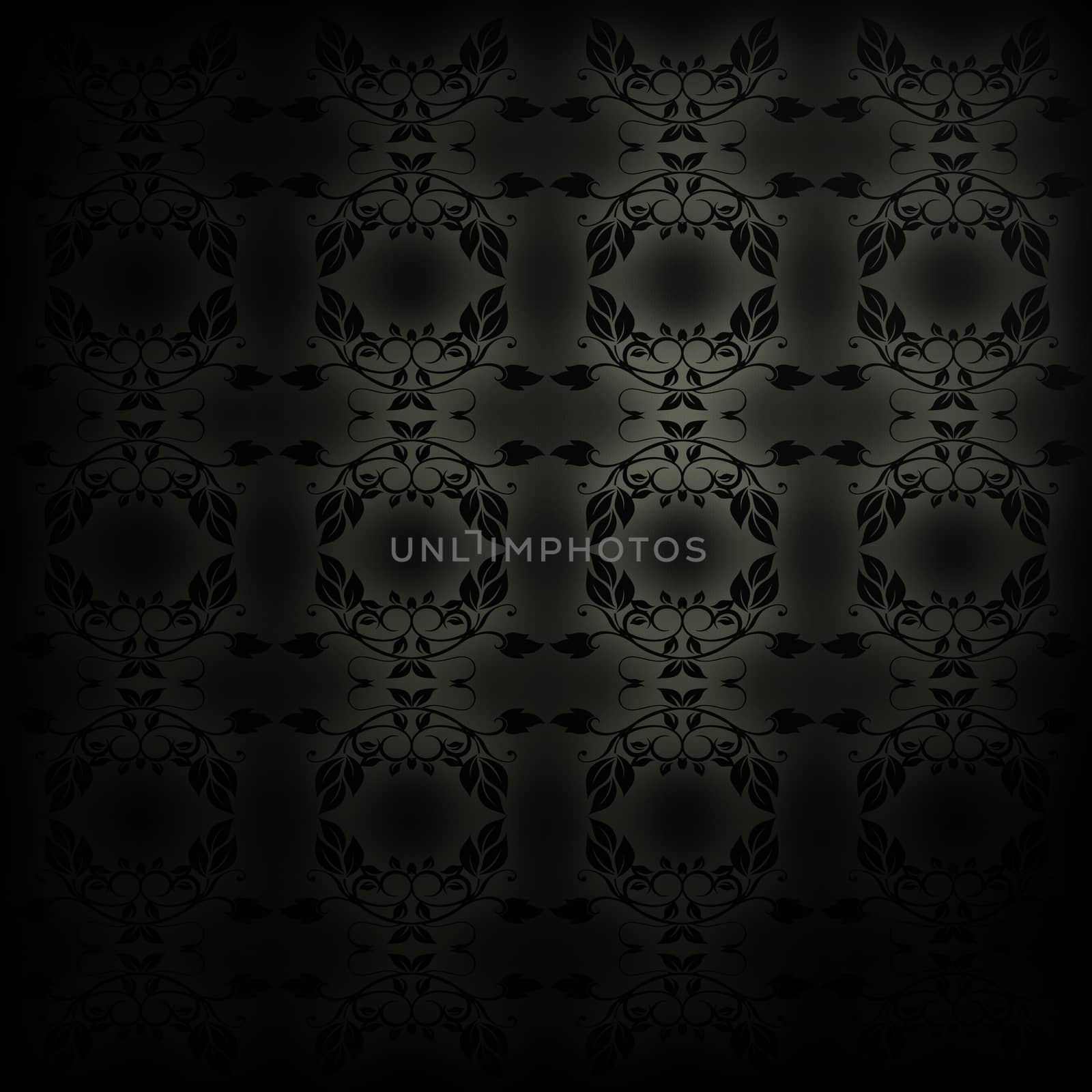 black abstract background with floral texture