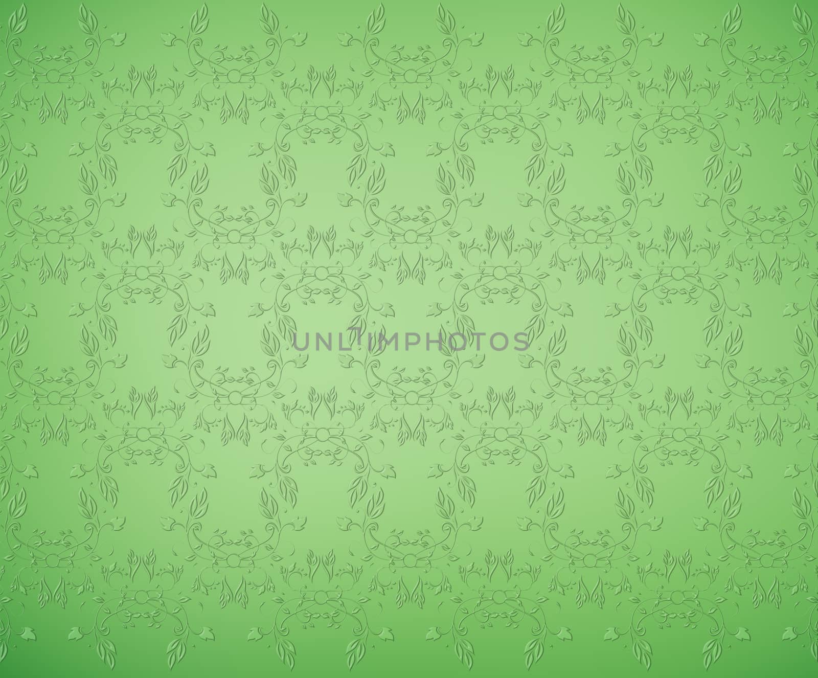 green abstract background with floral pattern