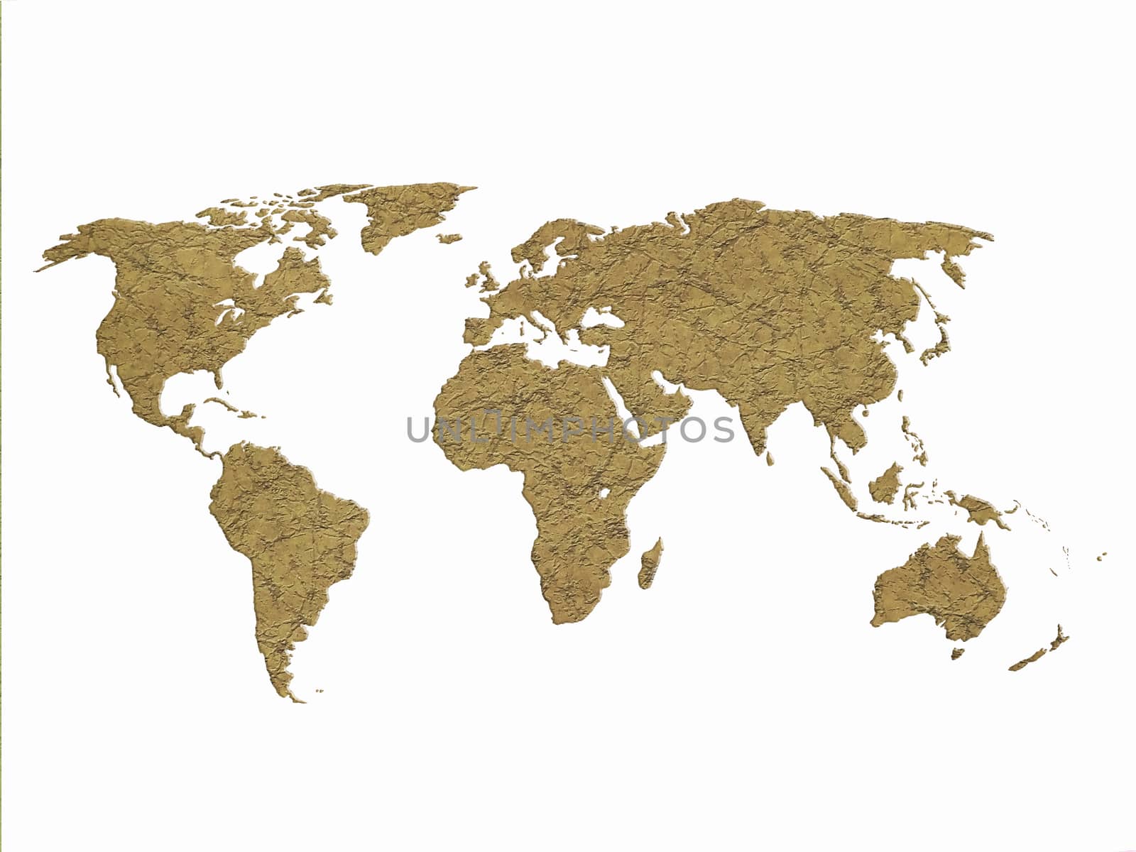 dry world map isolated on white
