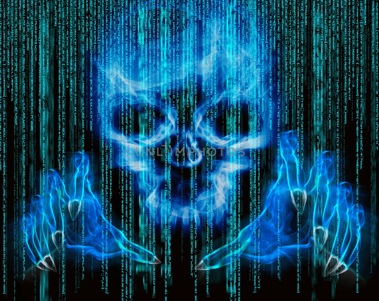 hacker attack concept blue illustration