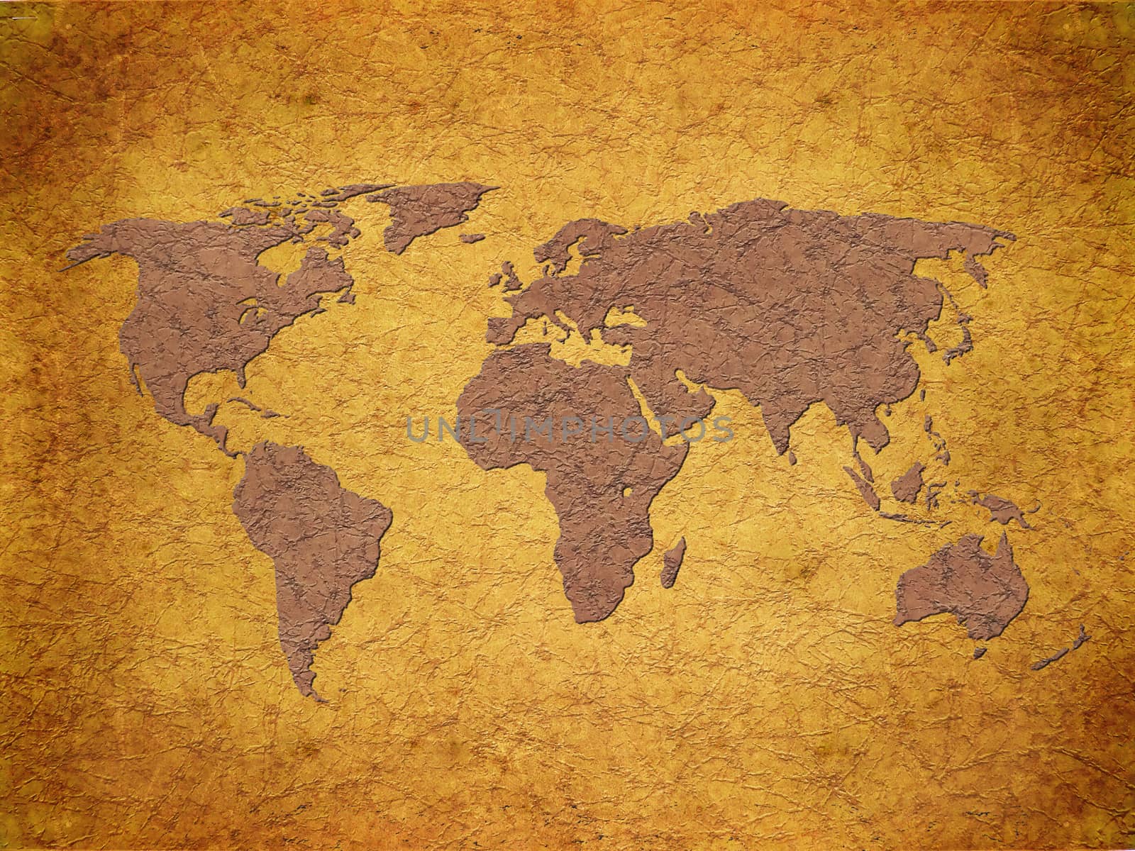 world map on gunge paper texture