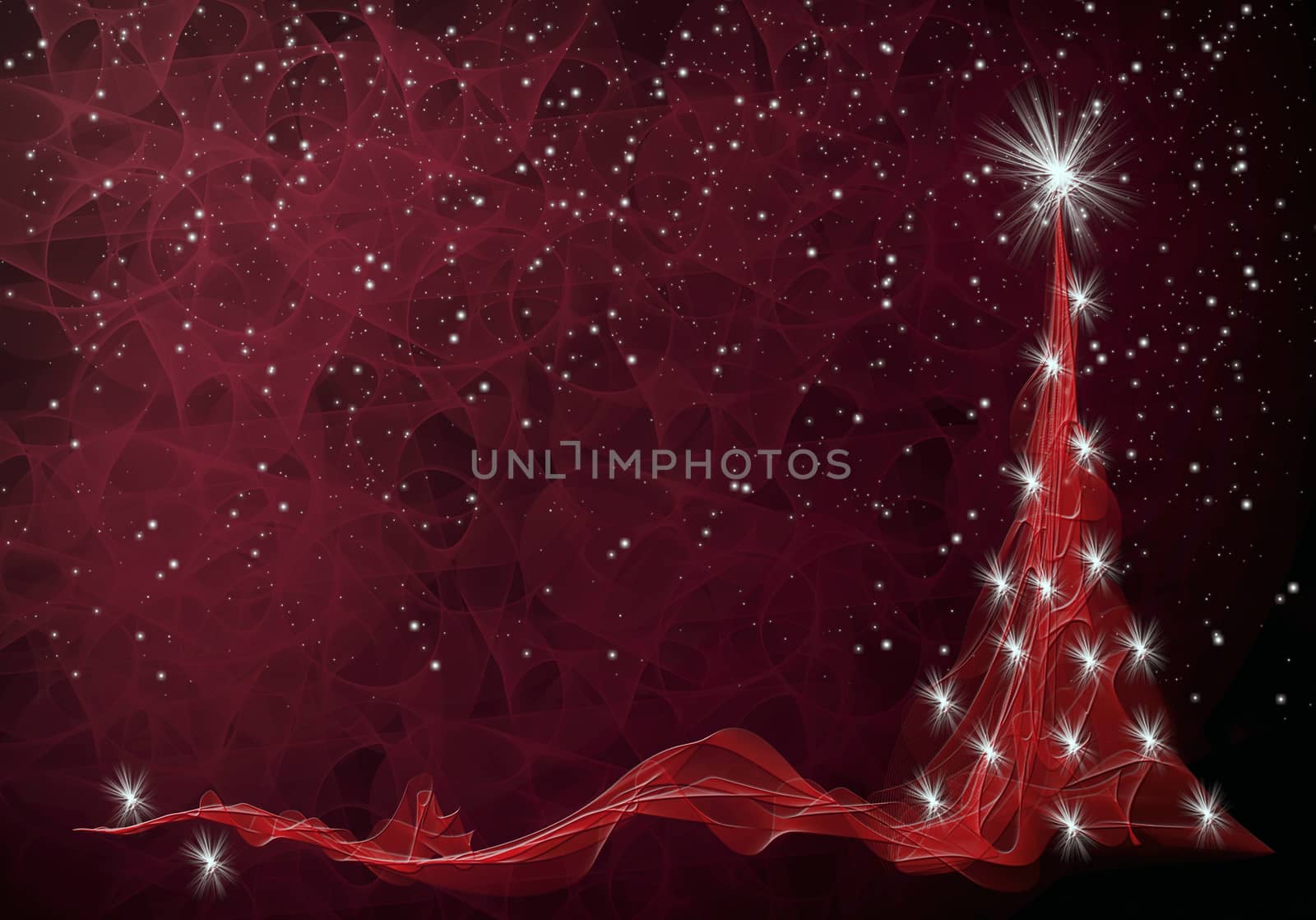 red abstract background with christmas tree by sette