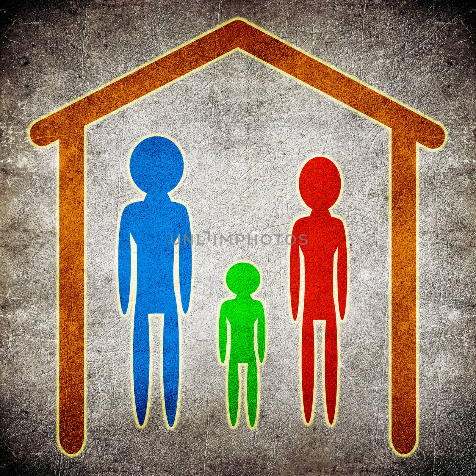 family and  home concept digital illustration