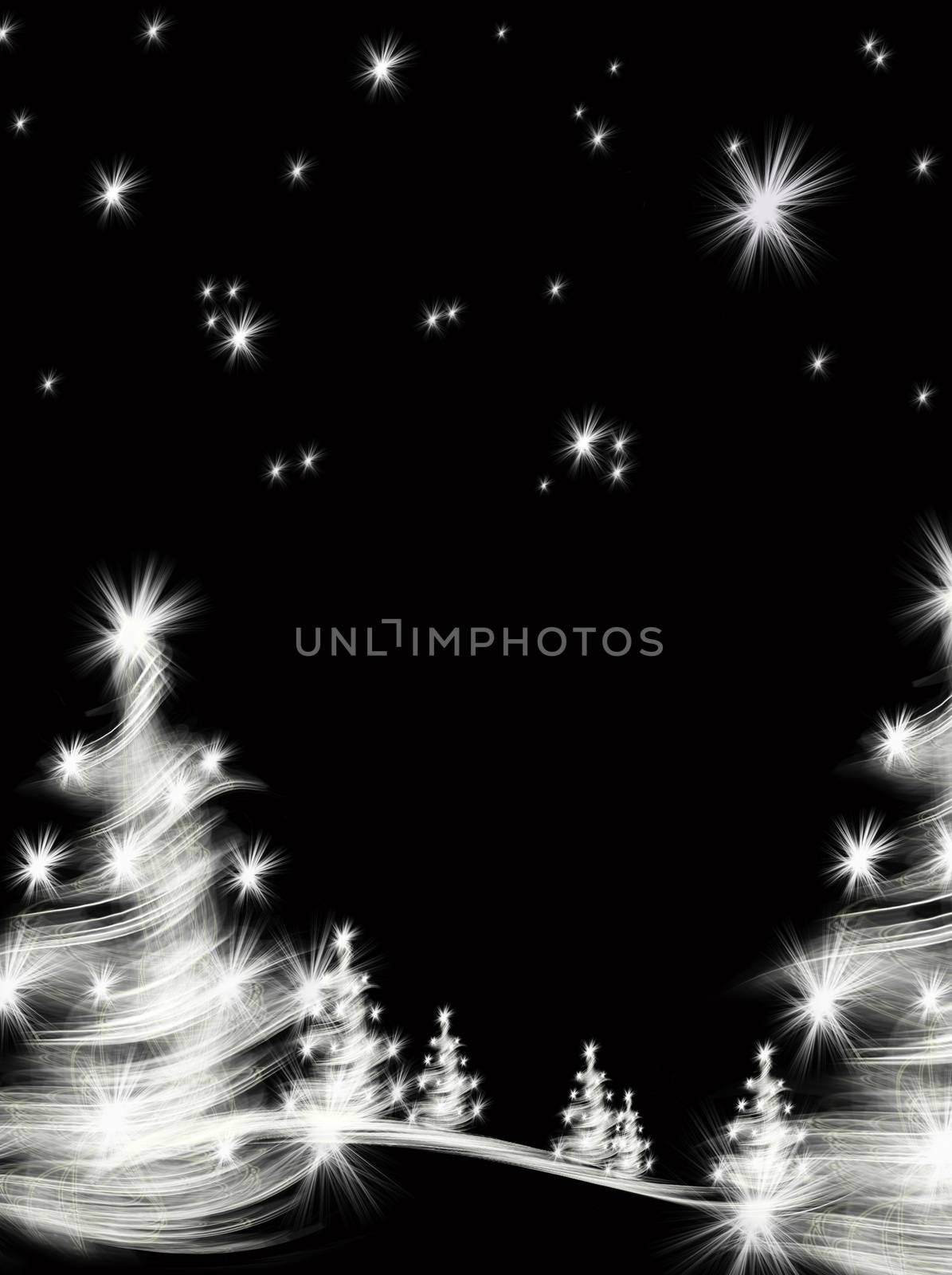 christmas background with trees on black