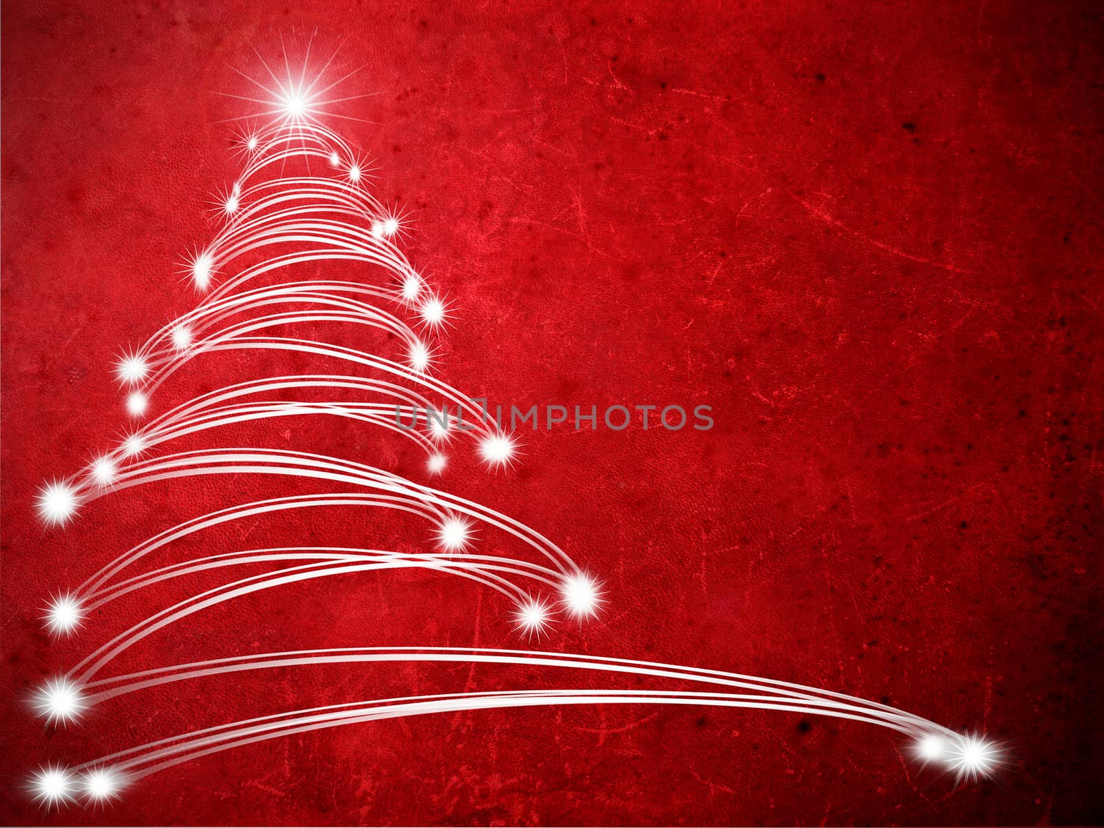 red abstract background with christmas tree