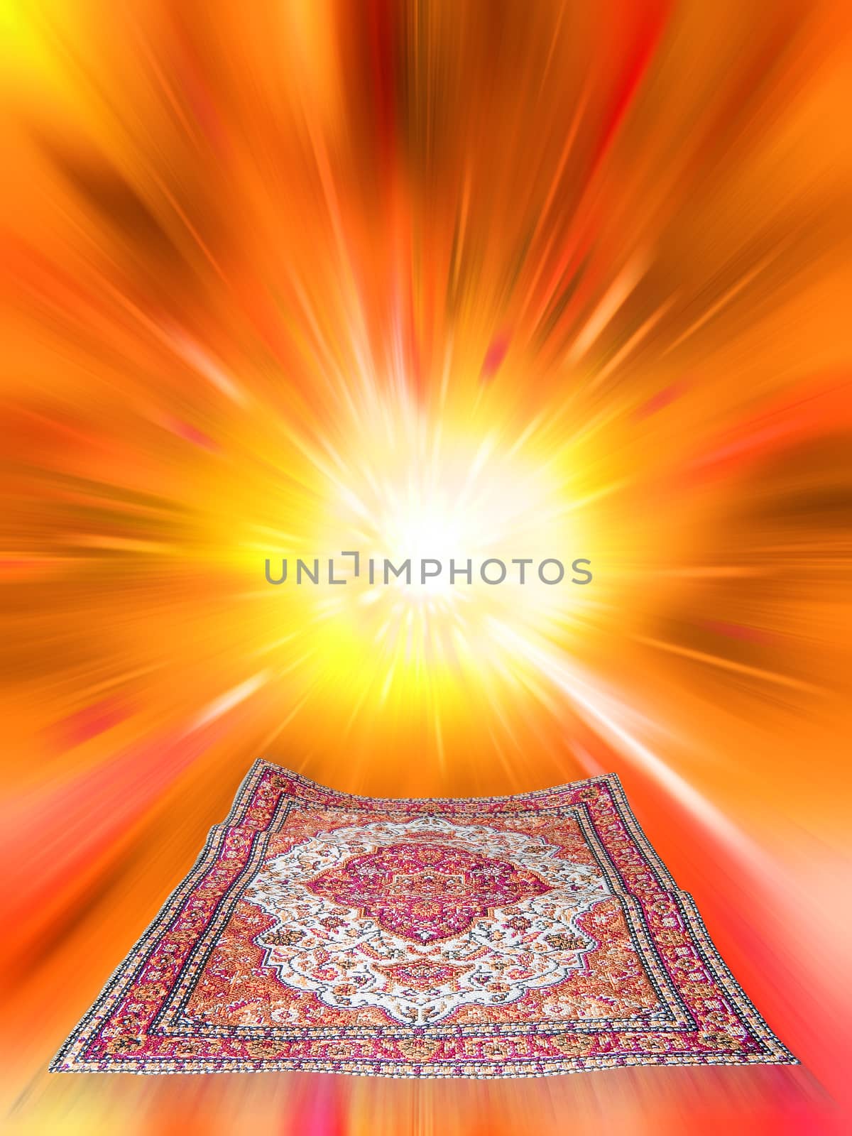 flying magic carpet on motion abstract background