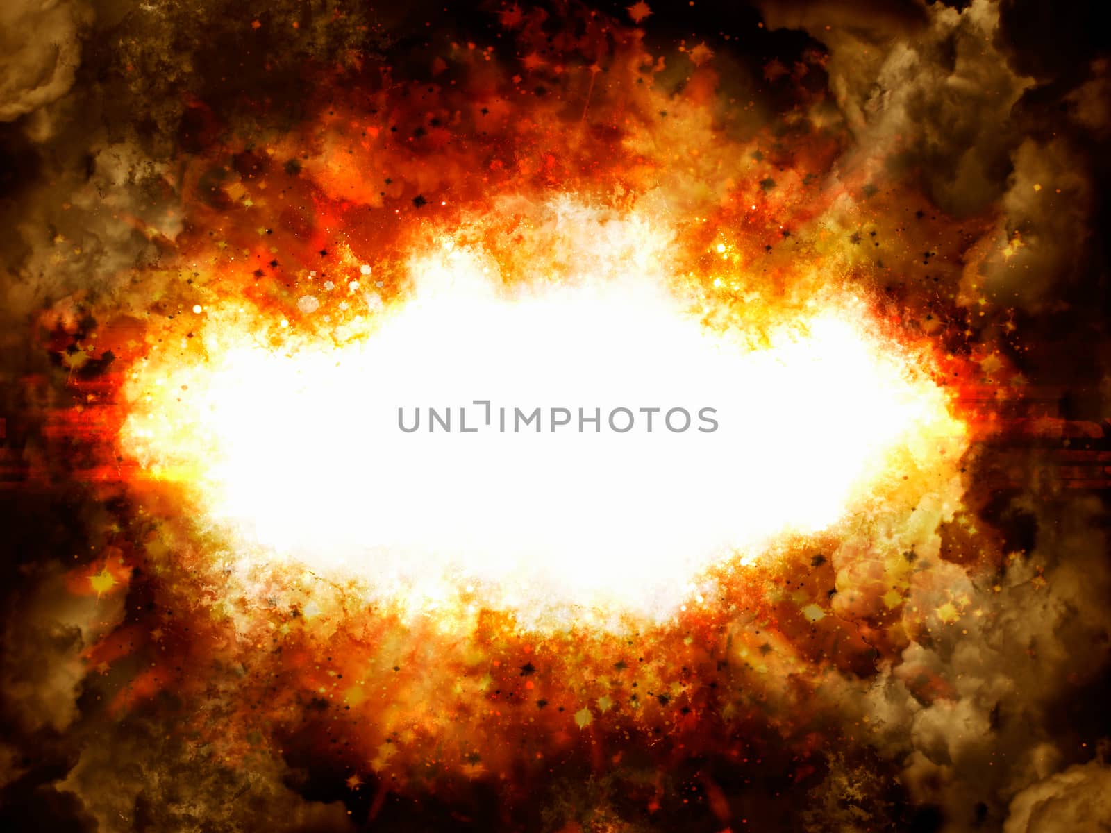 explosion illustration with smoke and copyspace