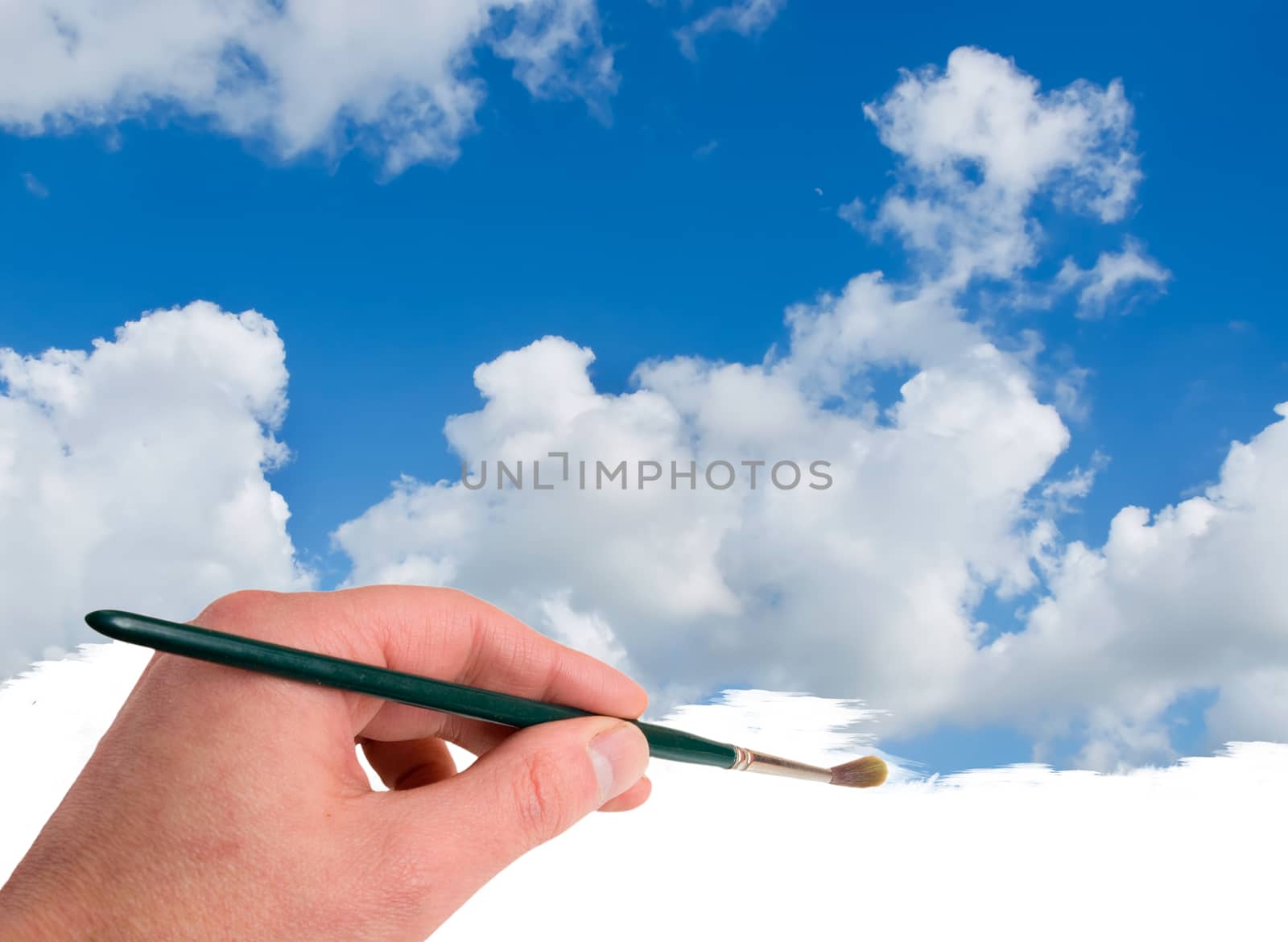 hand painting blue sky