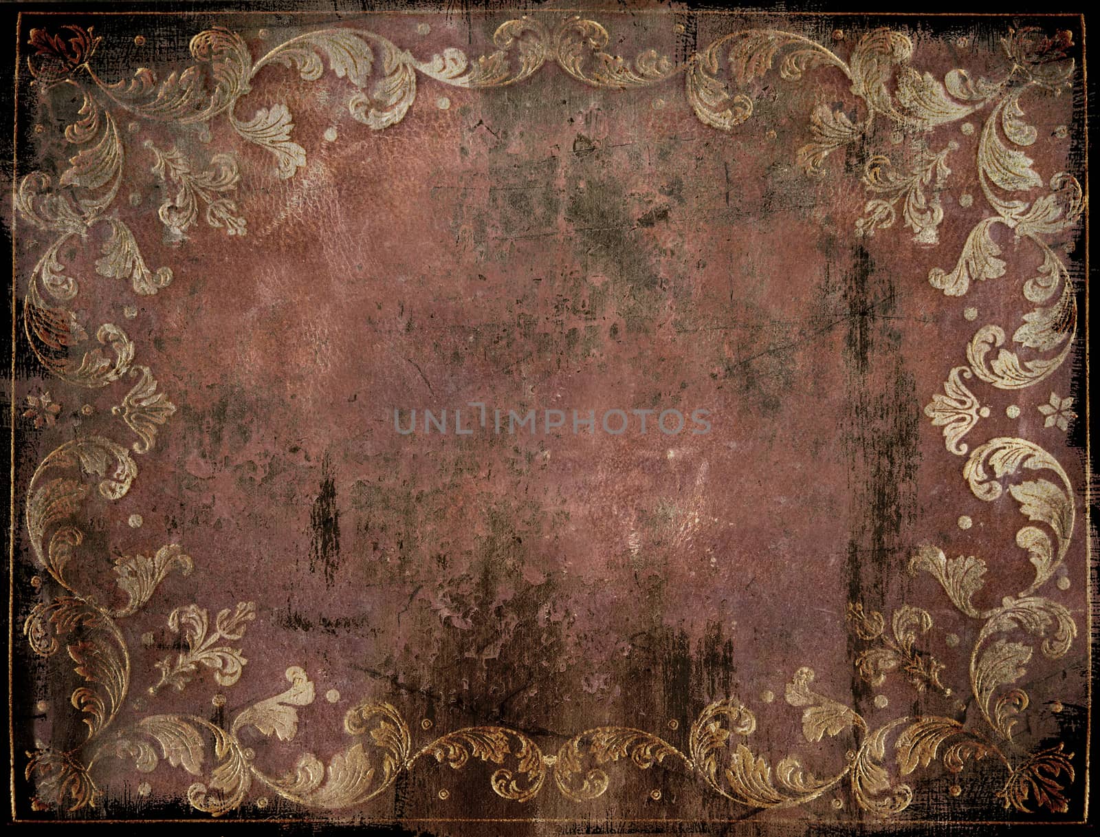 dirty grunge background with floral decoration by sette
