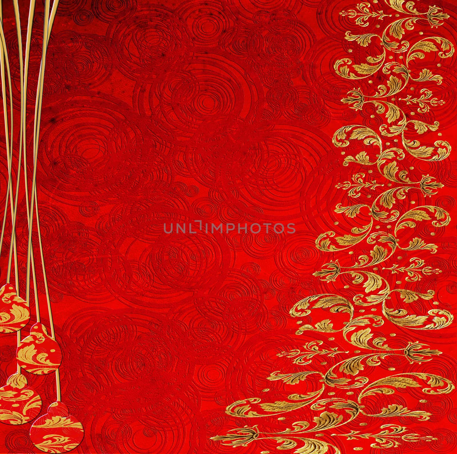 red abstract background with christmas decorations by sette