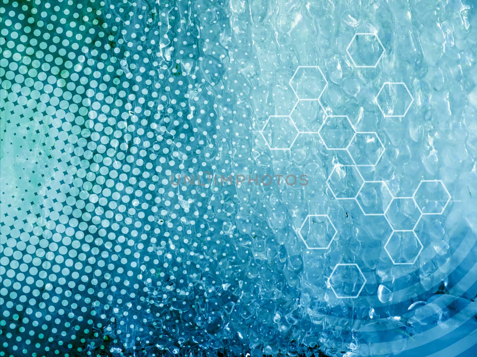 blue abstract background with hexagons and dots by sette