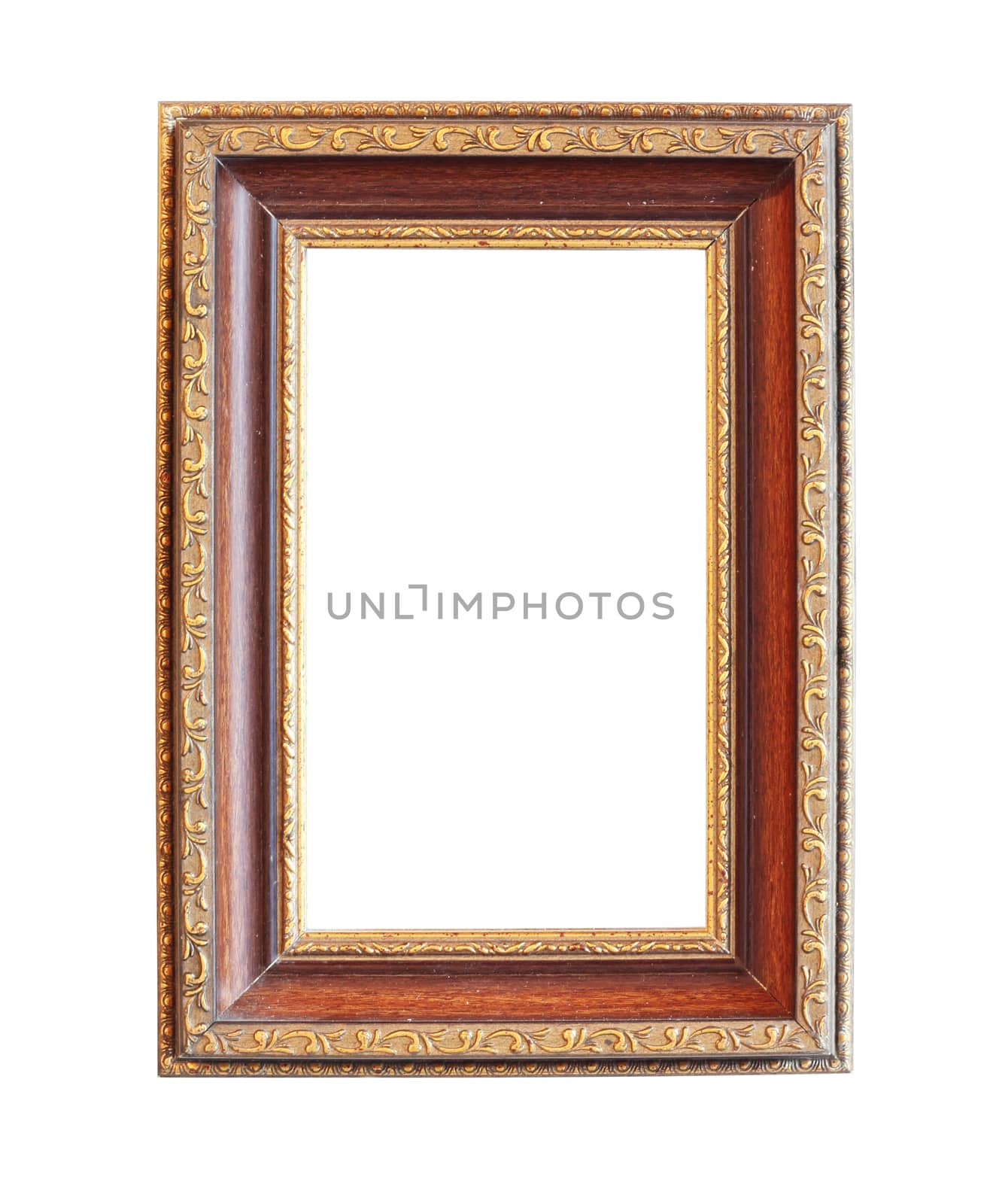 Vintage wooden photo frame, clipping path
